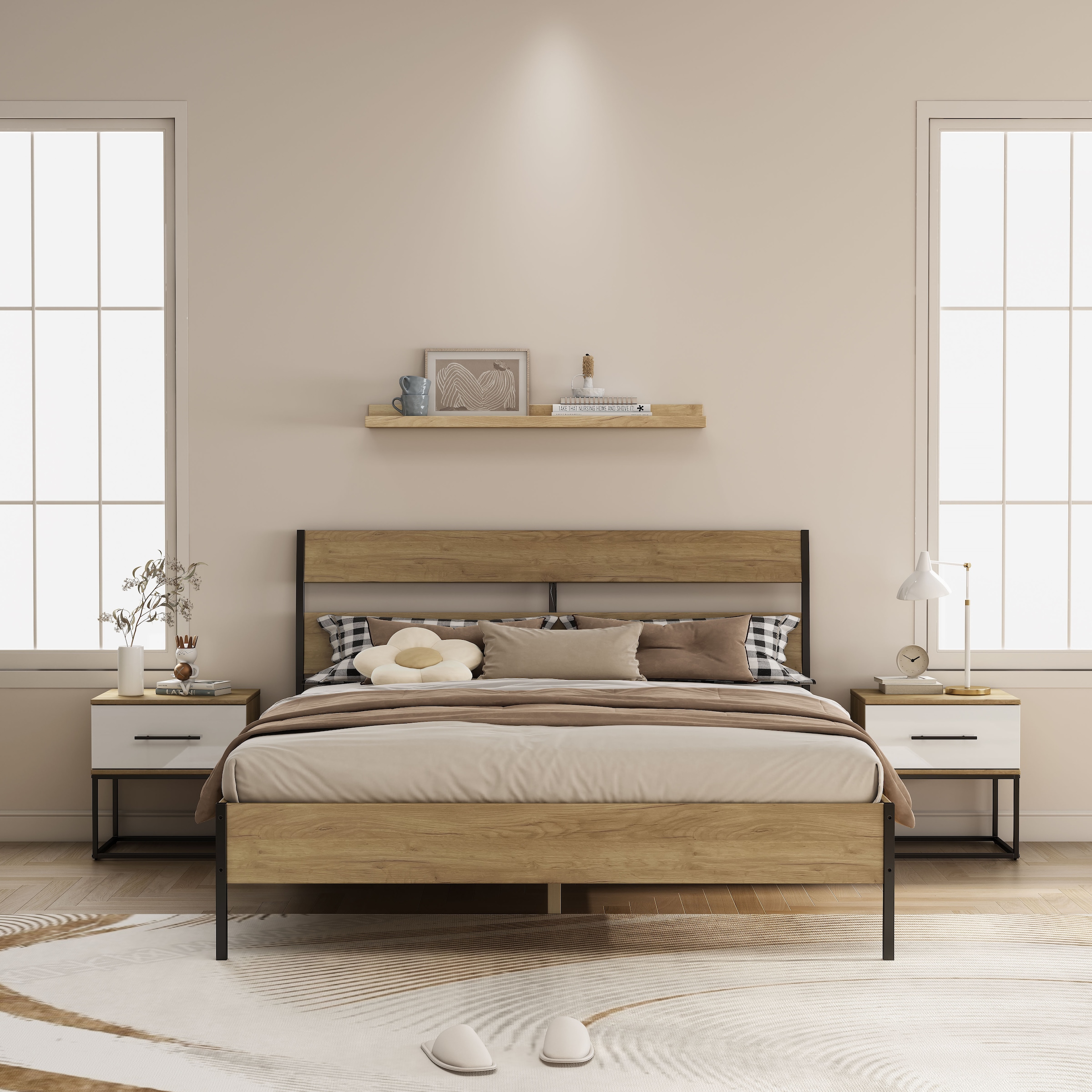 OTTO home Nachtkommode »Lucca Nachttisch Set mit Metallkufen und schwarzen Griffen« Set, 2 Schränke im Set , Hochglanz Fronten in weiß, 