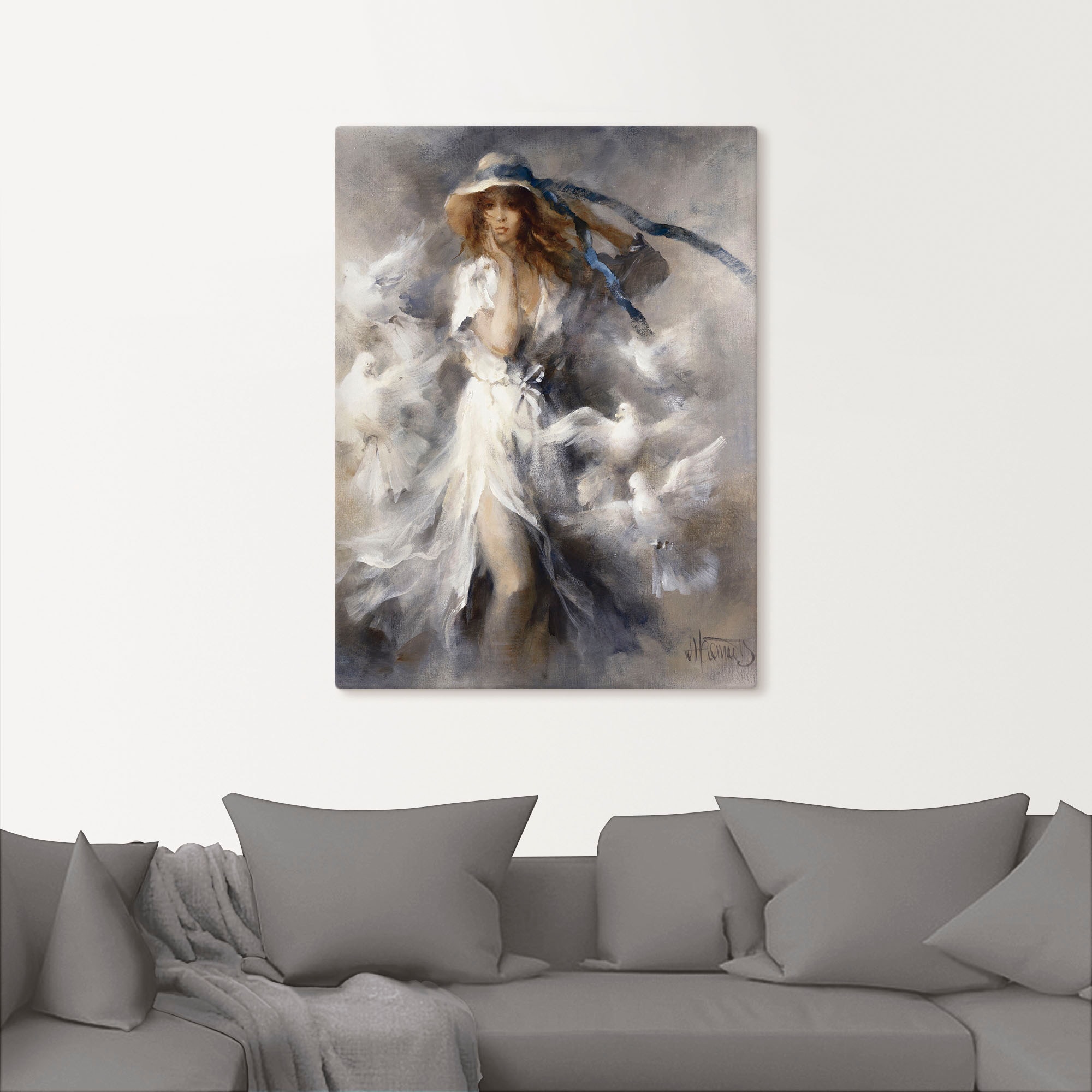 Artland Wandbild »Tauben«, Frau, (1 St.), als Leinwandbild, Poster in verschied. Größen
