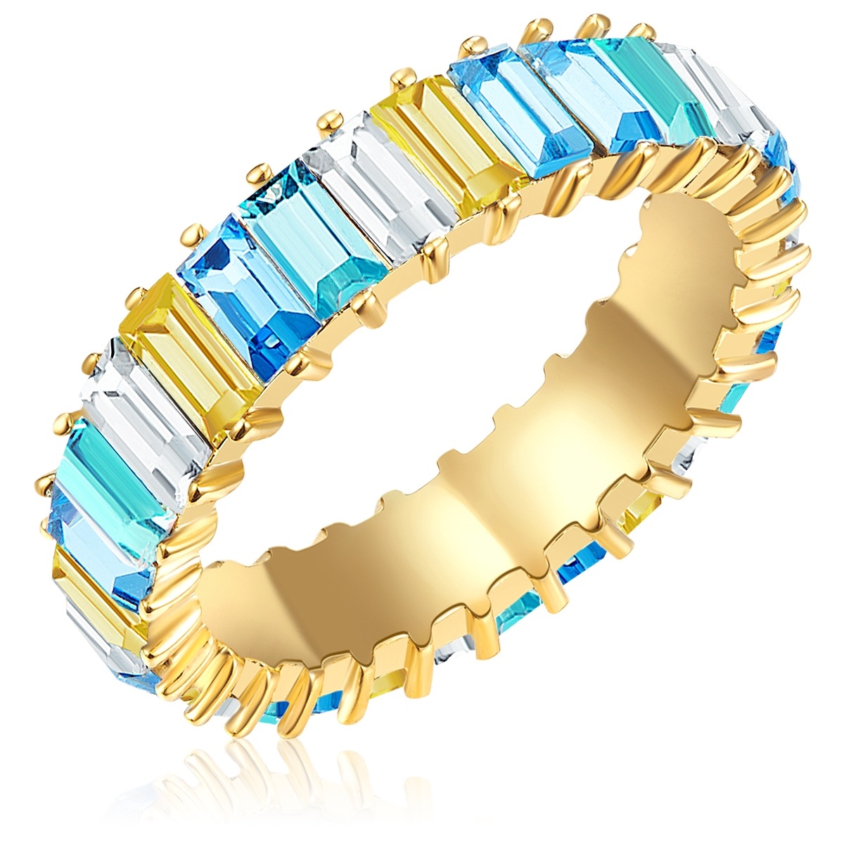 Fingerring YOKOAMII "Y109" Gr. 56, gelb (gelbgold), Fingerringe, Damen, 56, 2,6mm, Fingerring, Ring gelbgold Kristall bunt 2