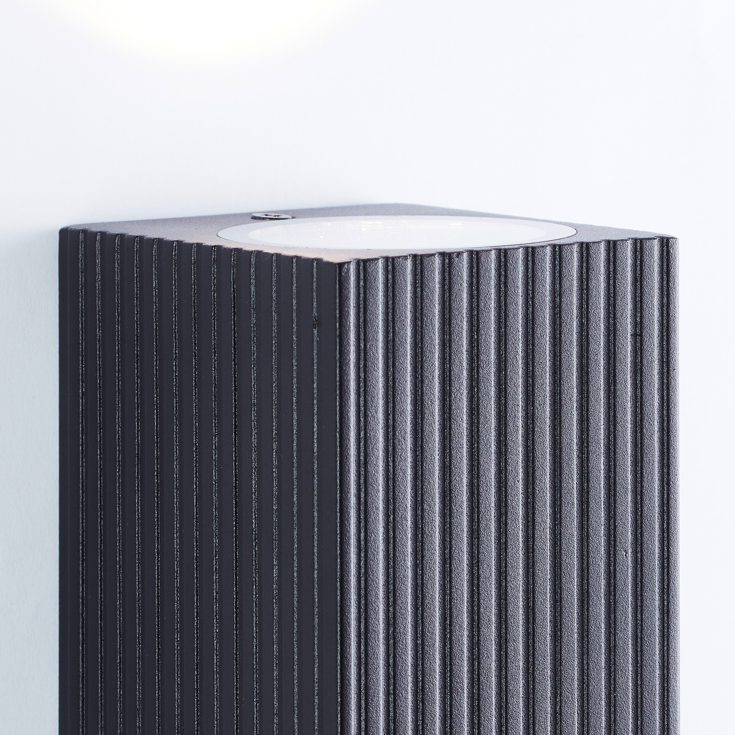 my home Außen-Wandleuchte »JELANI«, 2 flammig, Leuchtmittel GU10 | ohne Leuchtmittel, Up- & Down Light, GU10, IP44, 8 x 17 x 7 cm, Aluminium/Glas, schwarz