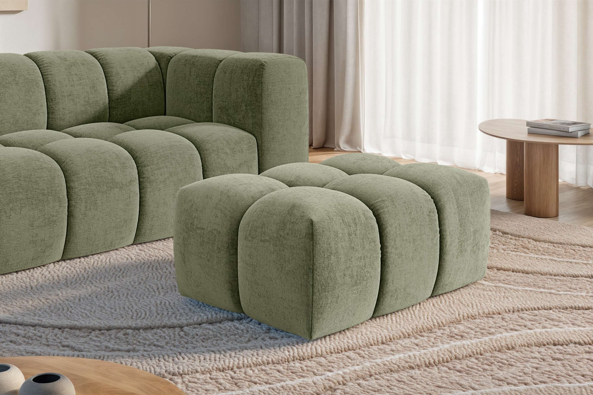 homsy by Ana Johnson Polsterhocker "BOUBELLE Sitzhocker mit Steppung, Bubble-Optik, Maße B/T/H: 97/67/42cm" erstklassige Verarbeitung, hoher Sitzkomfort und modernes Design