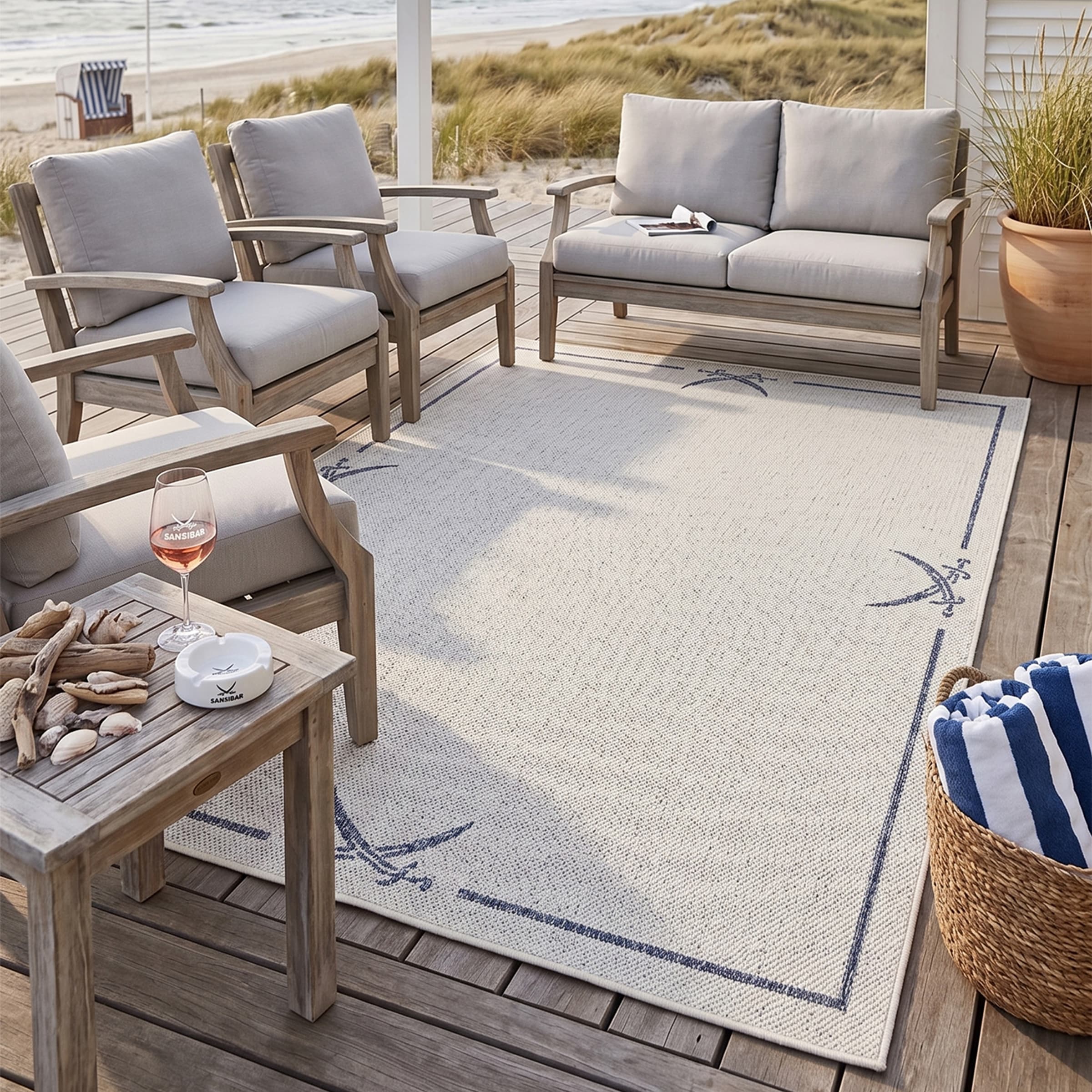 Sansibar Teppich "Nordsee Beach SA-035" rechteckig 5 mm Höhe modernes Design, meliert, Motiv: Säbel, In- und Outdoor geeignet