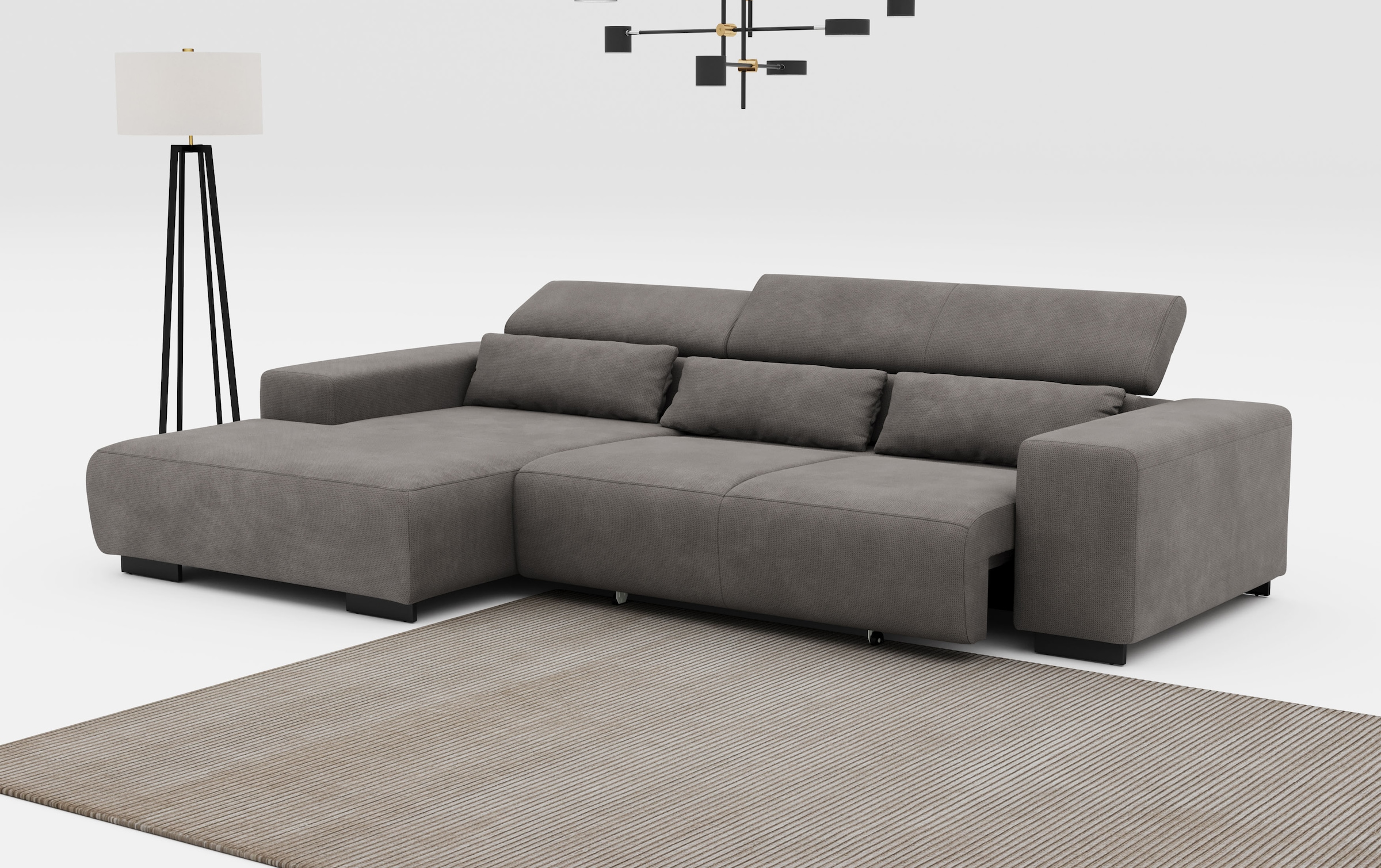 COTTA Ecksofa »Side L-Form, mit Kopfteilverstellung & 3 Nierenkissen«, optional motorische Sitztiefenverstellung