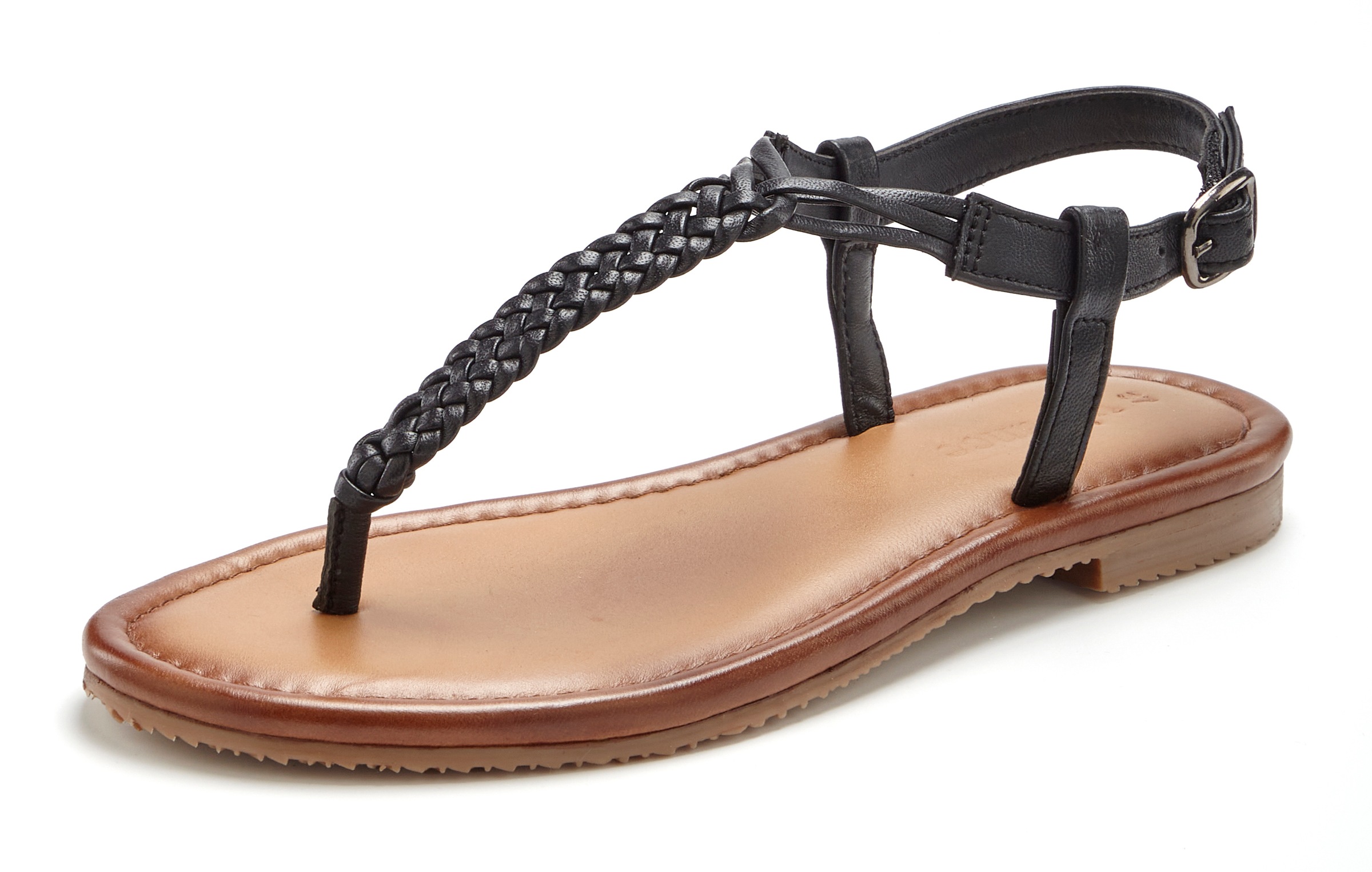 Vivance Zehentrenner Sandalette, Sommerschuh,Sandale aus Leder mit Flecht-O günstig online kaufen