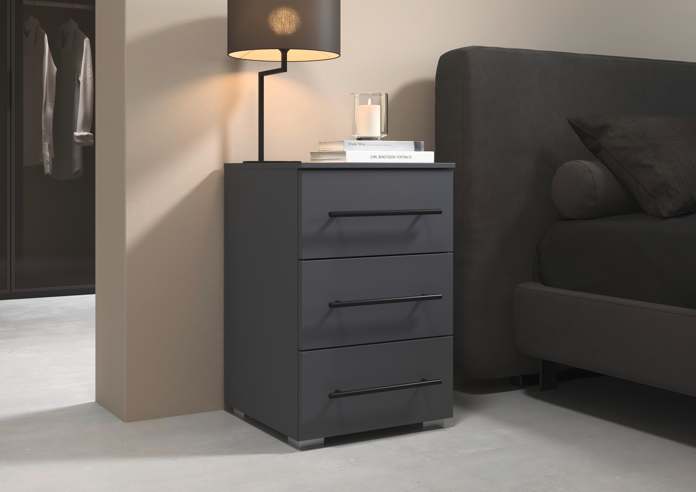 rauch Nachtkommode »Nachttisch Nachtkonsole AVOLA in Dekorfront« Breite 40 cm inkl. Soft-Close-Funktion,  mit 3 geräumigen Schubladen für viel Stauraum MADE IN GERMANY