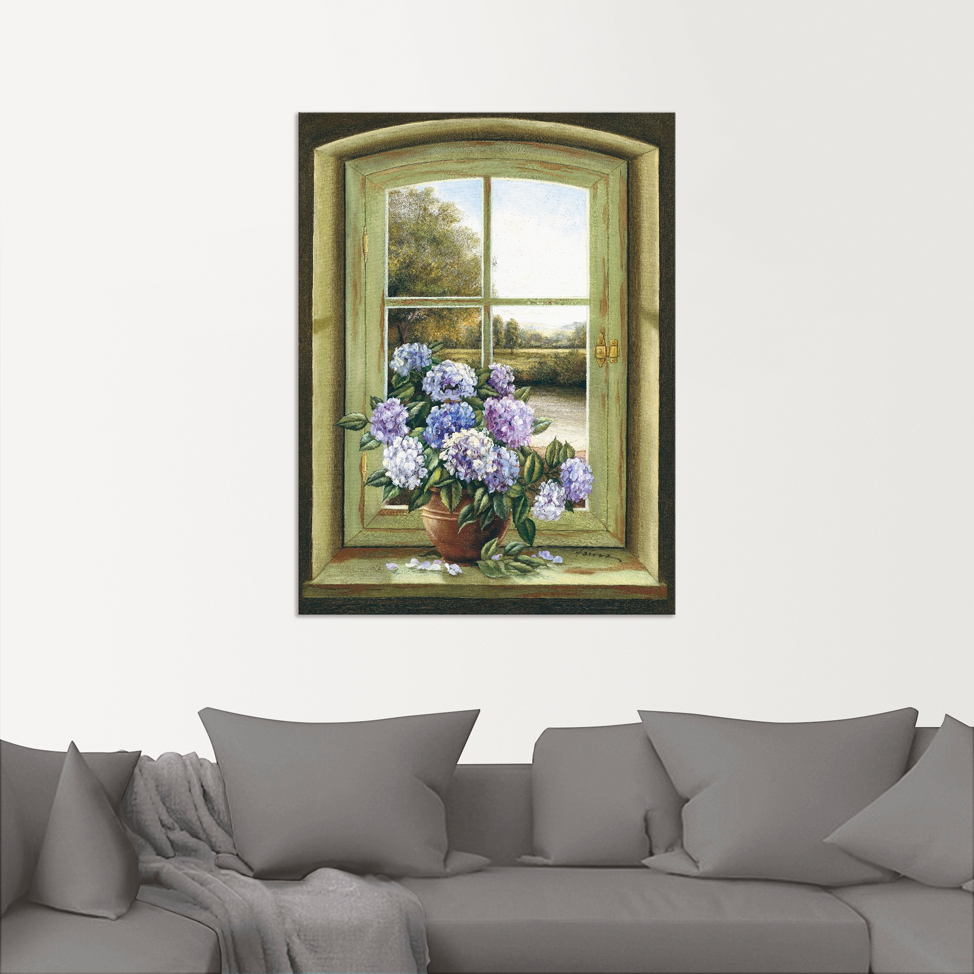 Artland Wandbild "Hortensien am Fenster", Arrangements, (1 St.), als Alubil günstig online kaufen