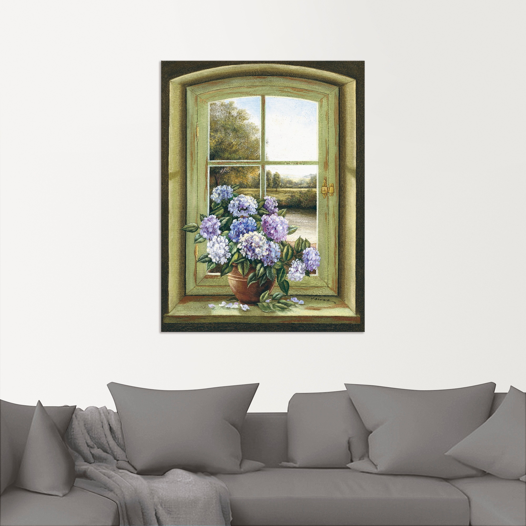 Artland Wandbild "Hortensien am Fenster" Arrangements 1 Stk. tlg. als Alubi günstig online kaufen