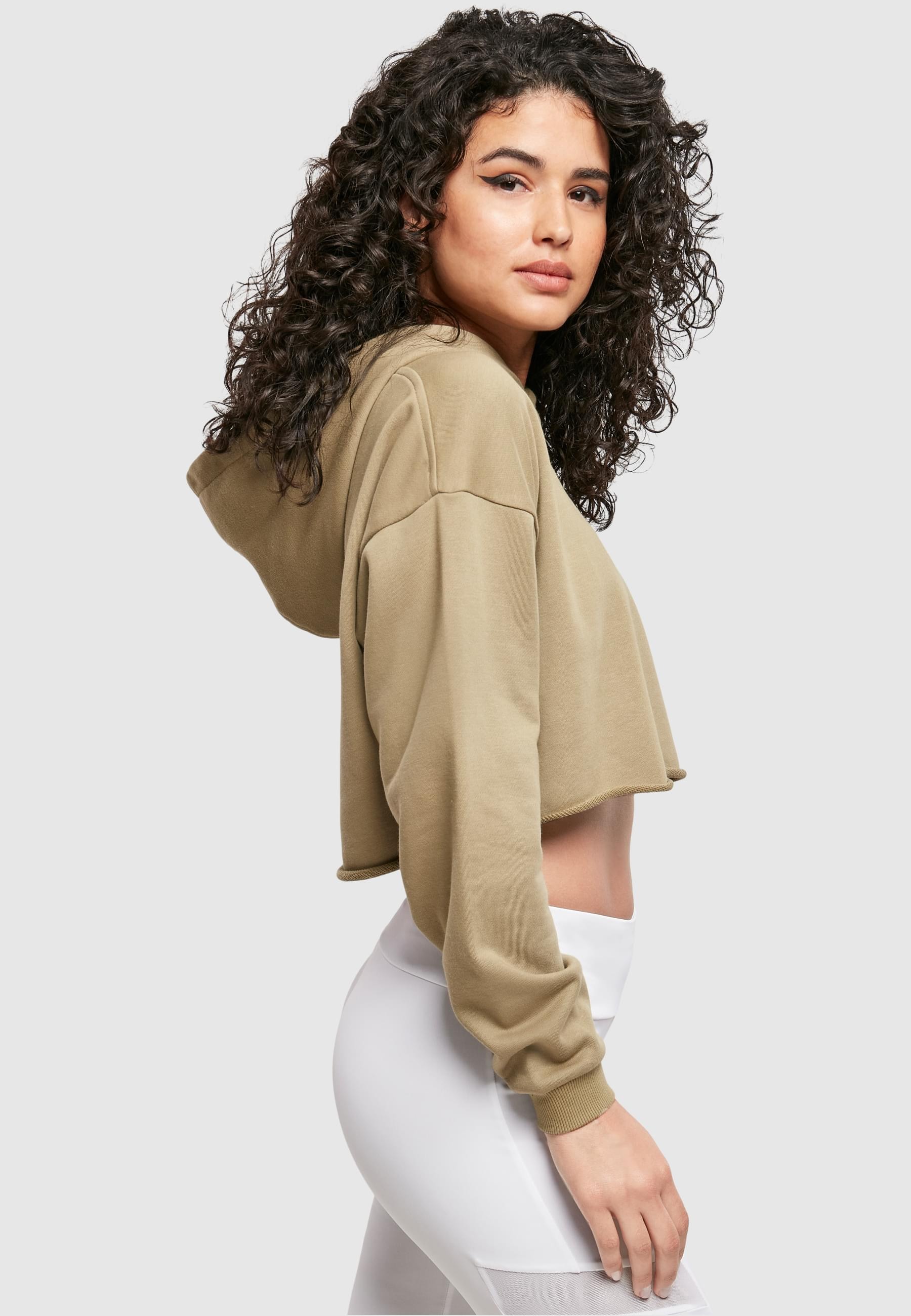 URBAN CLASSICS Rundhalspullover »Urban Classics Damen Ladies Oversized Cropped Hoody«, (1 tlg.)