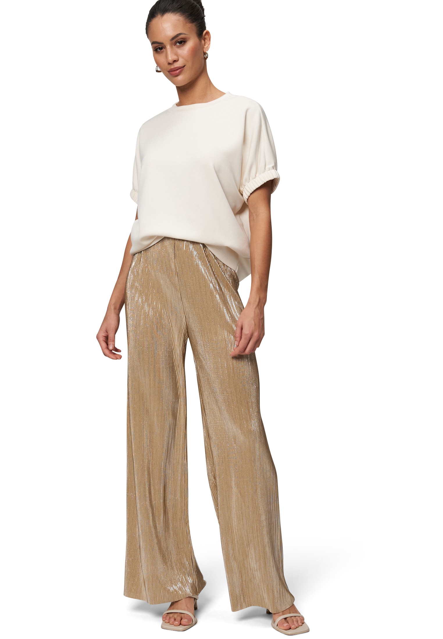 Zero Stoffhose »zero Plissee-Hose mit weitem Bein 30 Inch«, Falten