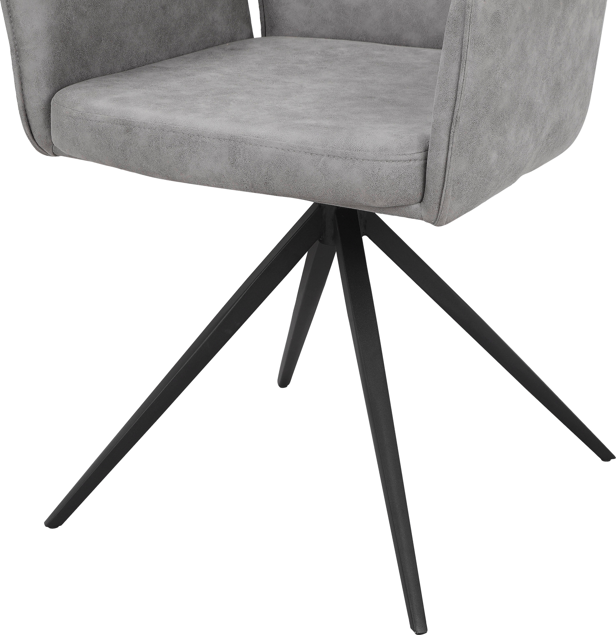 Places of Style Esszimmerstuhl »Ozias«, 2 St., Microfaser, Sitz und Rücken gepolstert, Gestell aus Metall schwarz, Sitzhöhe 50 cm
