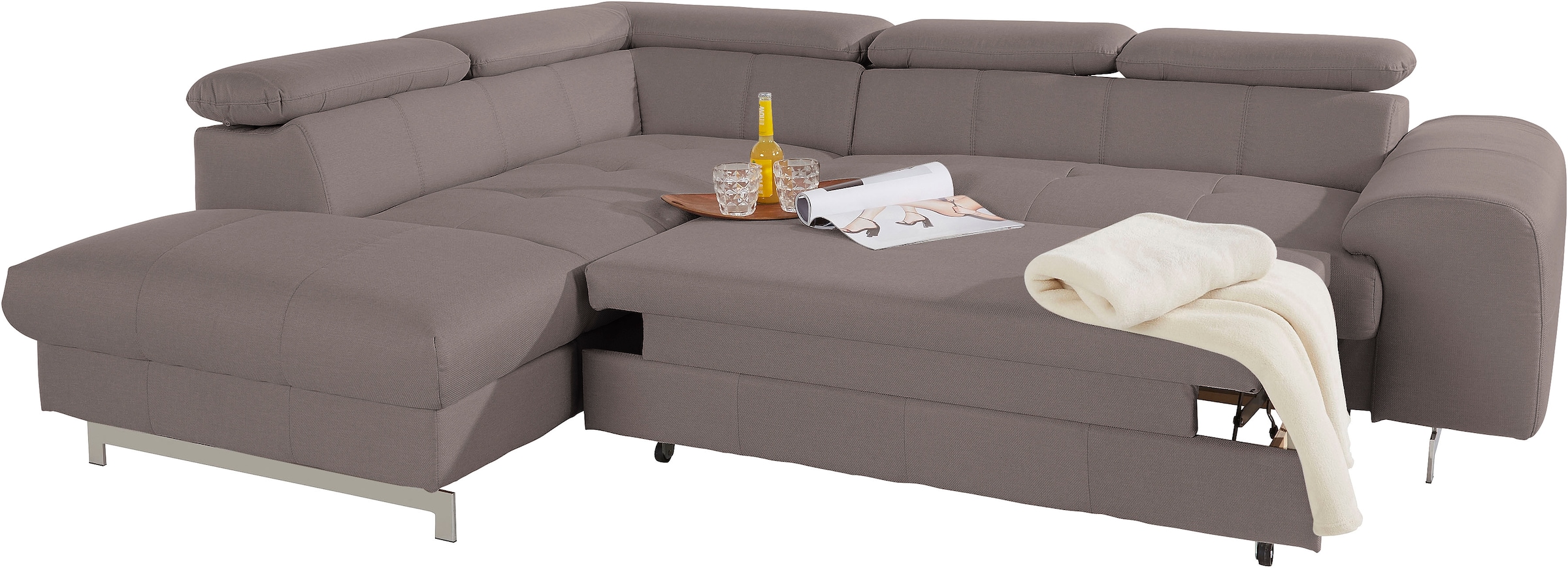 COTTA Ecksofa »Chef L-Form«, mit Kopfteilverstellung, wahlweise mit Bettfunktion
