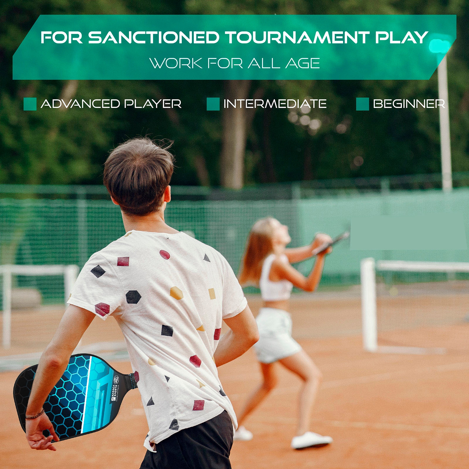 KASACA Pickleballschläger »Pickleball-Schläger 2er Set AMOR«, (Set, 7 tlg., mit 2 Pickleball-Schlägern, 4 Bällen & Tragetasche)