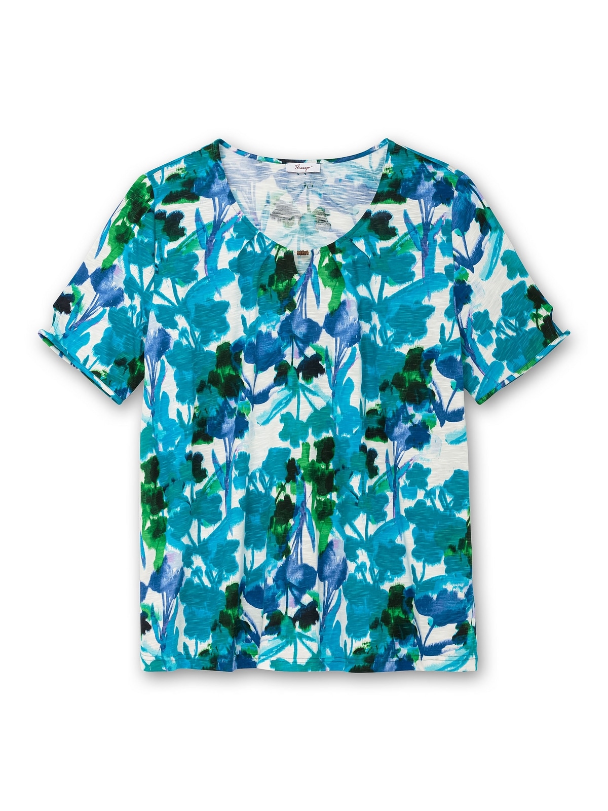 Sheego T-Shirt »Große Größen«, mit Blätterprint und Perlen-Detail
