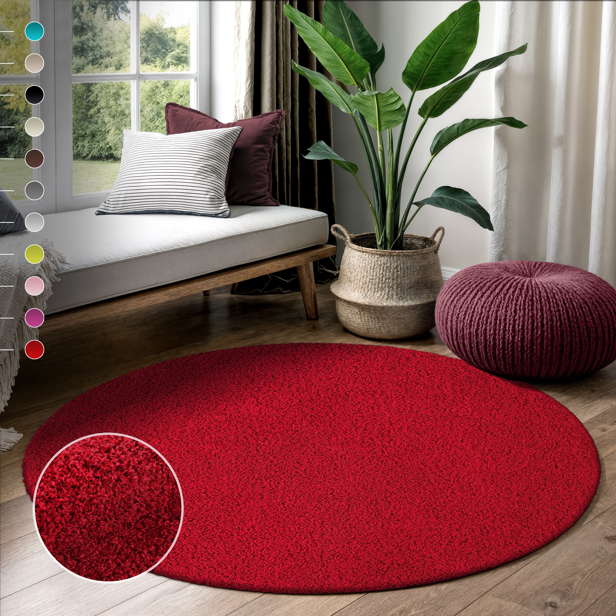 Sanat Hochflor-Teppich "LOCA, auch als Läufer und in Rund" rund 30 mm Höhe Wohnzimmer, Langflor, Shaggy, Schlafzimmer