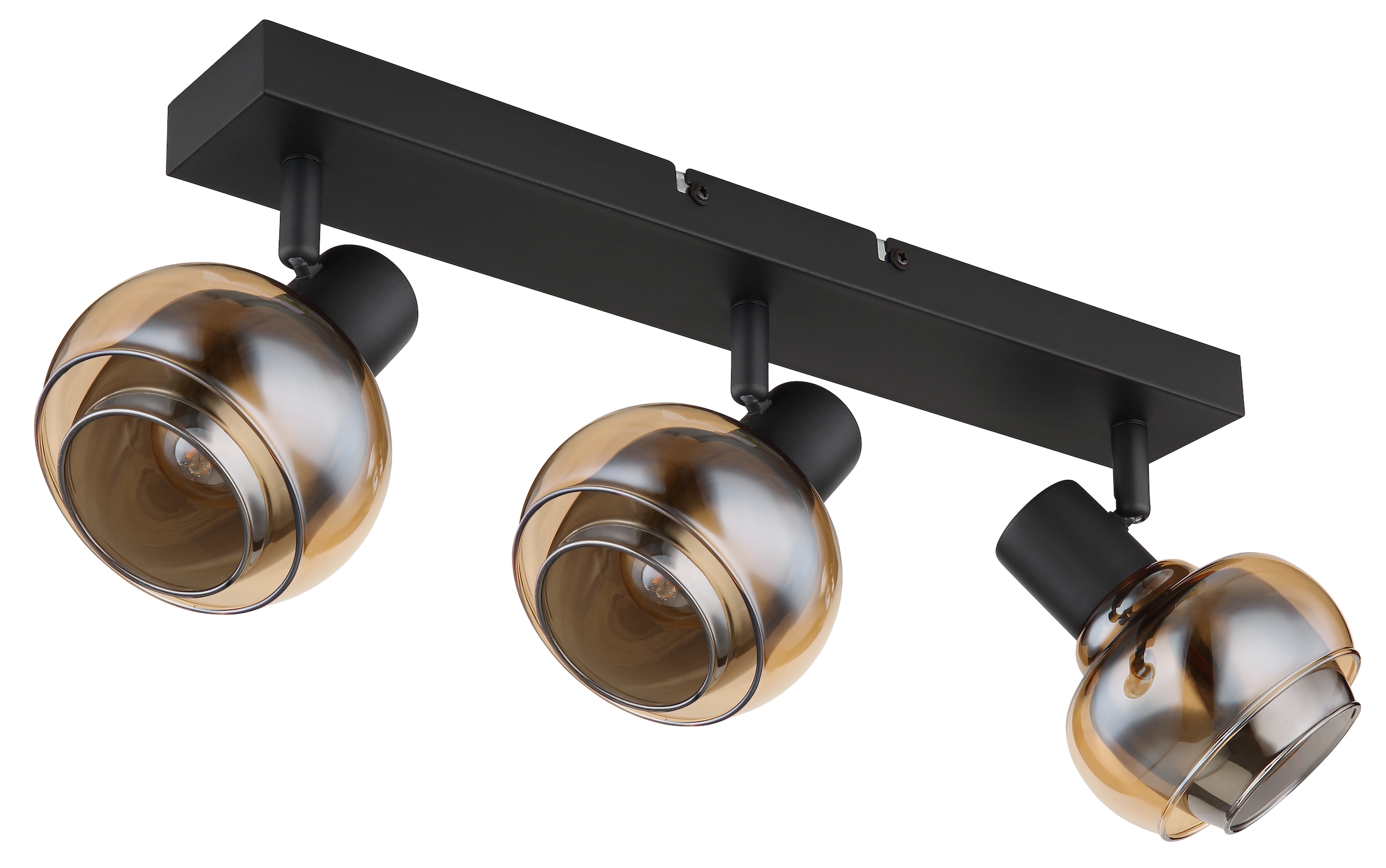 GLOBO LIGHTING Deckenstrahler »TOKKI«, Leuchtmittel E14 | ohne Leuchtmittel, Deckenspot/schwarz/Glas amber/Glas rauchfarben/Flur/Wohnzimmer