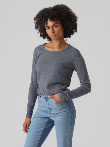 Vero Moda Rundhalspullover "VMCARE STRUCTURE LS O-NECK BLOU NOOS" mit Struk günstig online kaufen