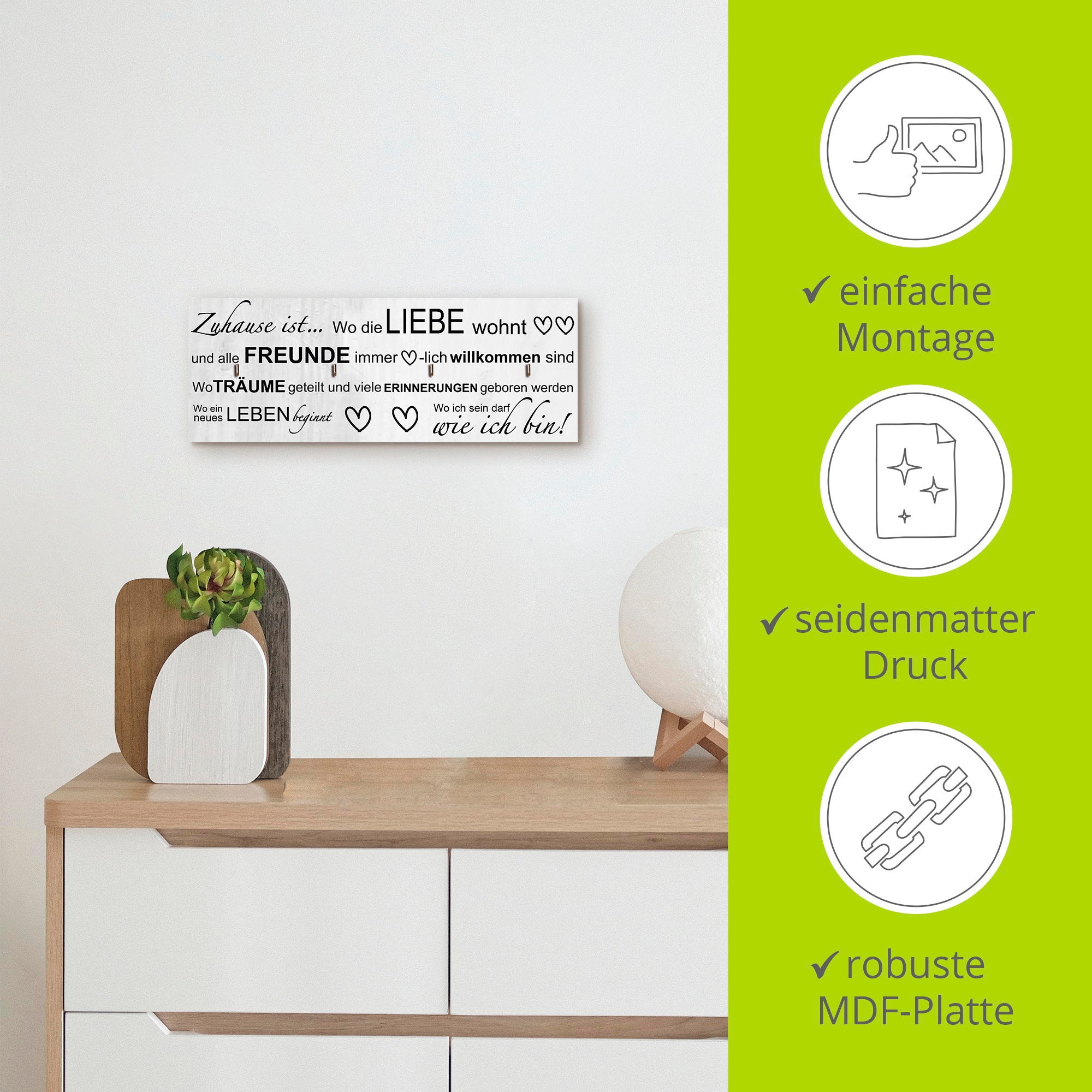 Artland Hakenleiste »Wo die Liebe wohnt«, MDF