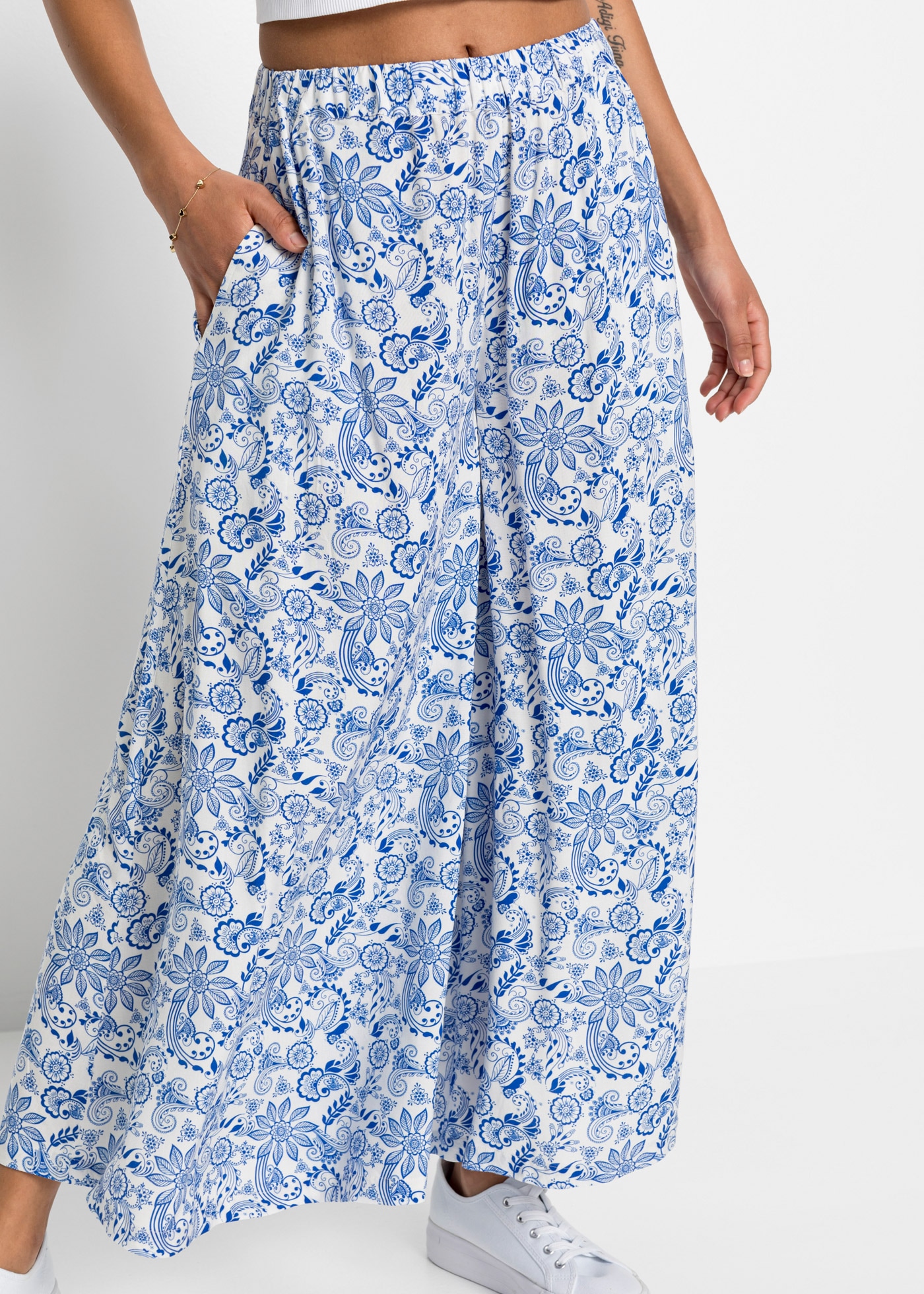 bonprix Palazzohose  aus Viskose, mit elastischem Bund, Loose Fit, Casual Stil