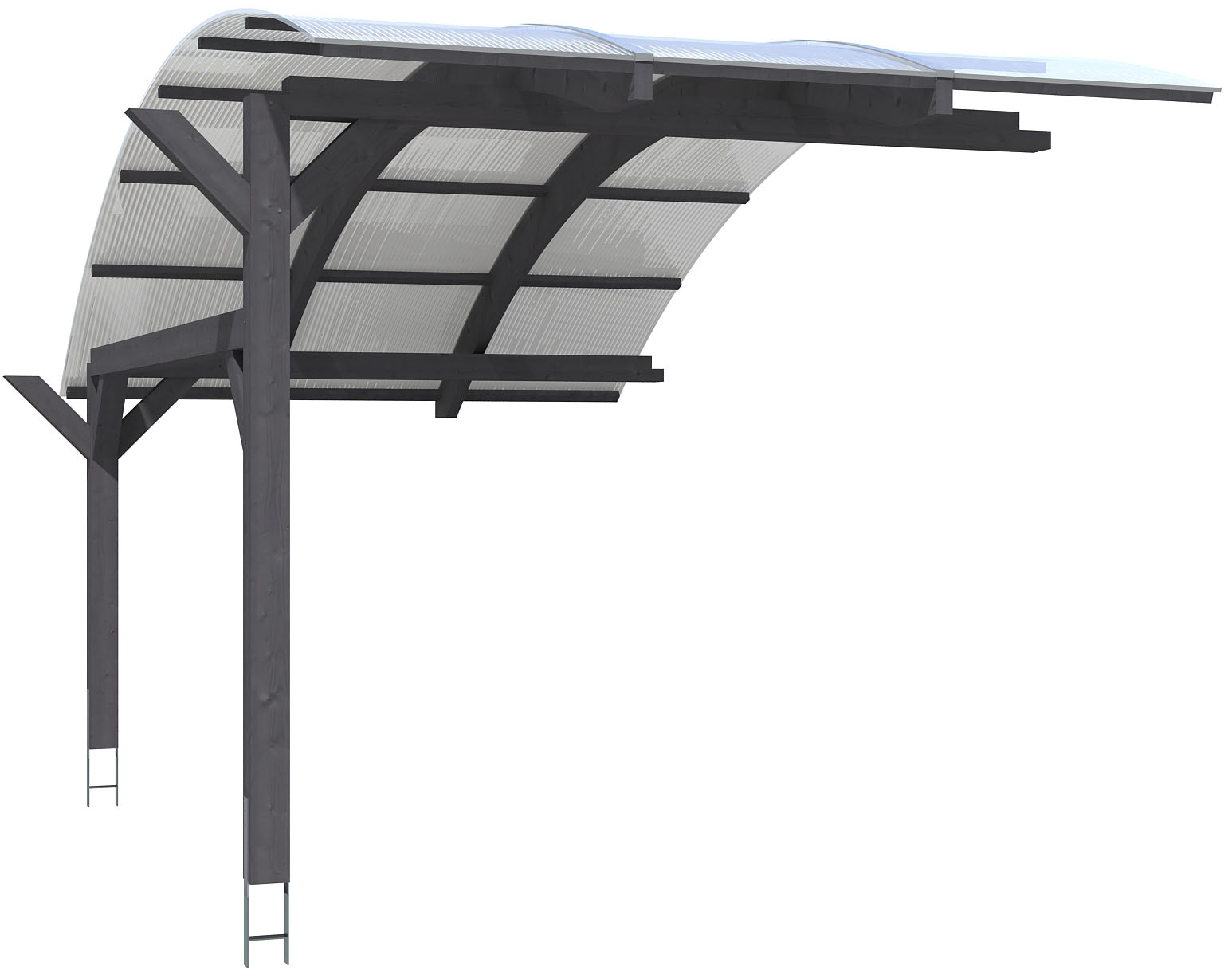Skanholz Einzelcarport "Schwaben Erweiterung" Massivholz 285 cm Schiefergrau Erweiterung, 299 x 630 cm