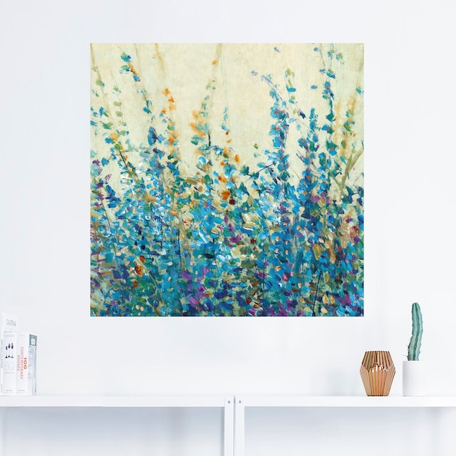 Artland Wandbild »Blautöne Blumenwiese, Alubild, | oder BAUR in als versch. (1 kaufen St.), Wandaufkleber Poster II«, Größen Leinwandbild