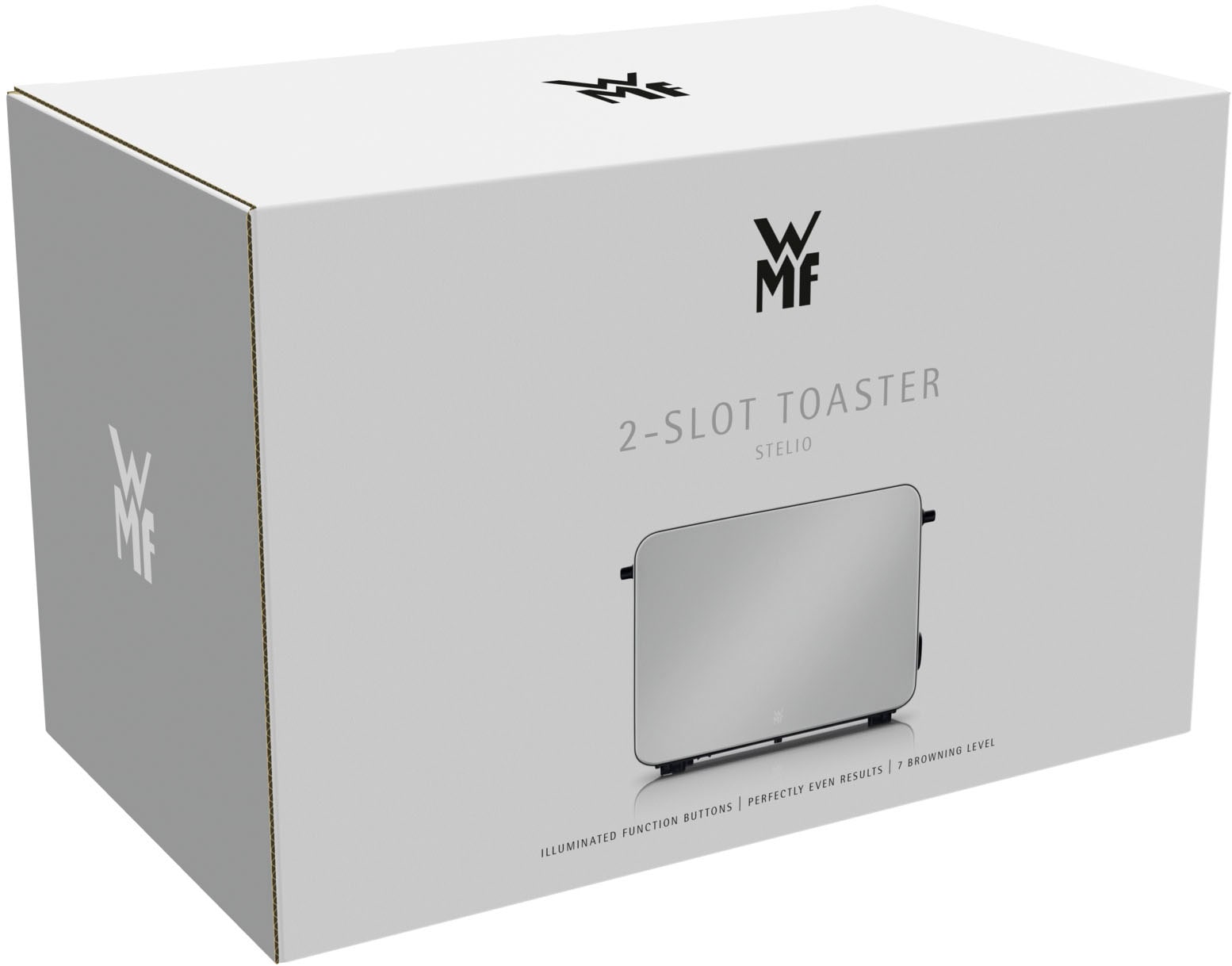 WMF Toaster »Stelio Paper Grey, Doppelschlitz Toaster mit Brötchenaufsatz«, 2 kurze Schlitze, für 2 Scheiben, 1050 W, 7 Bräunungsstufen, Brotzentrierung, Krümelschublade, Cromargan Gehäuse