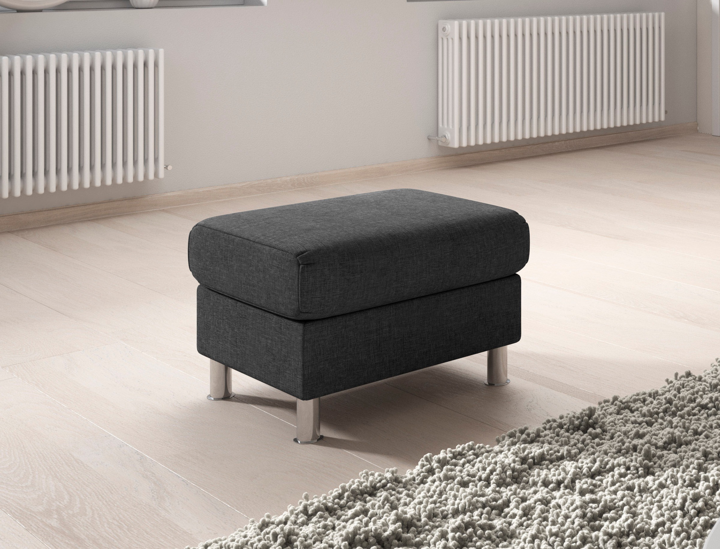 TRENDMANUFAKTUR Hocker »Rondo II zeitlos und bequem«, wahlweise mit komfortablem Federkern, frei im Raum stellbar