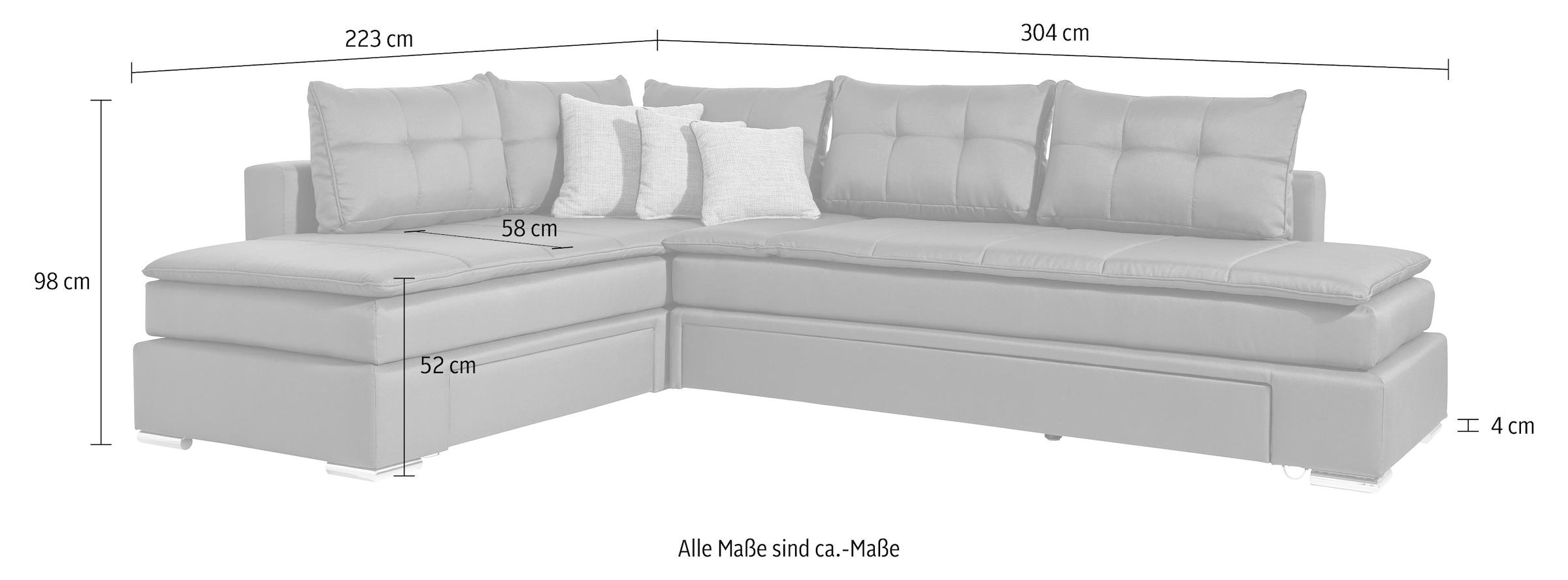 INOSIGN Ecksofa »Boxspringbett Night & Day L-Form mit Dauer-Schlaffunktion o. Armlehnen«, mit Boxspring-Bettfunktion 164x200 cm und Bettkasten, Dauerschläfer!