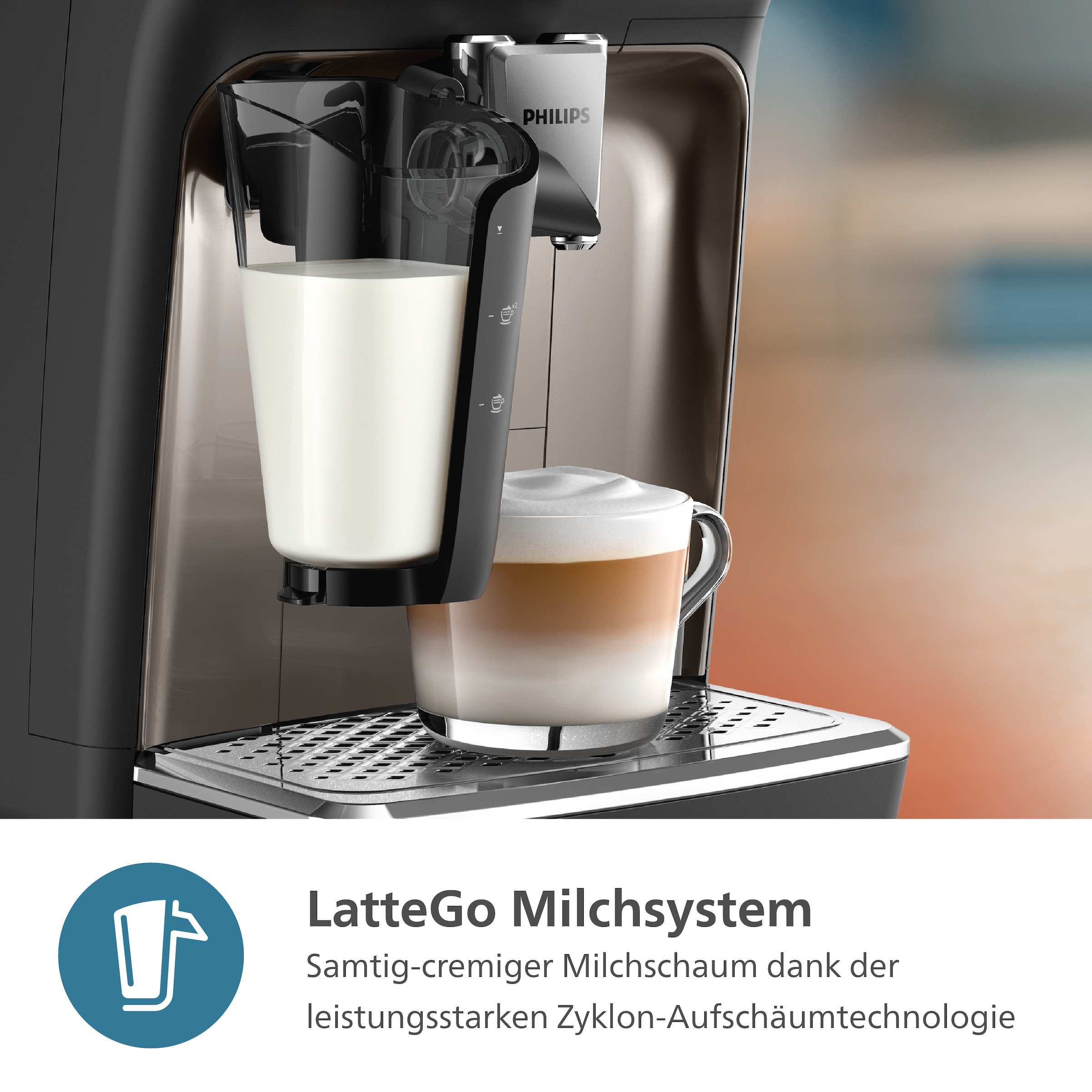 BAUR »EP2336/40 Philips 2300 Kaffeespezialitäten, | Kaffeevollautomat mit Series«, 4 verchromt LatteGo-Milchsystem, Schwarz