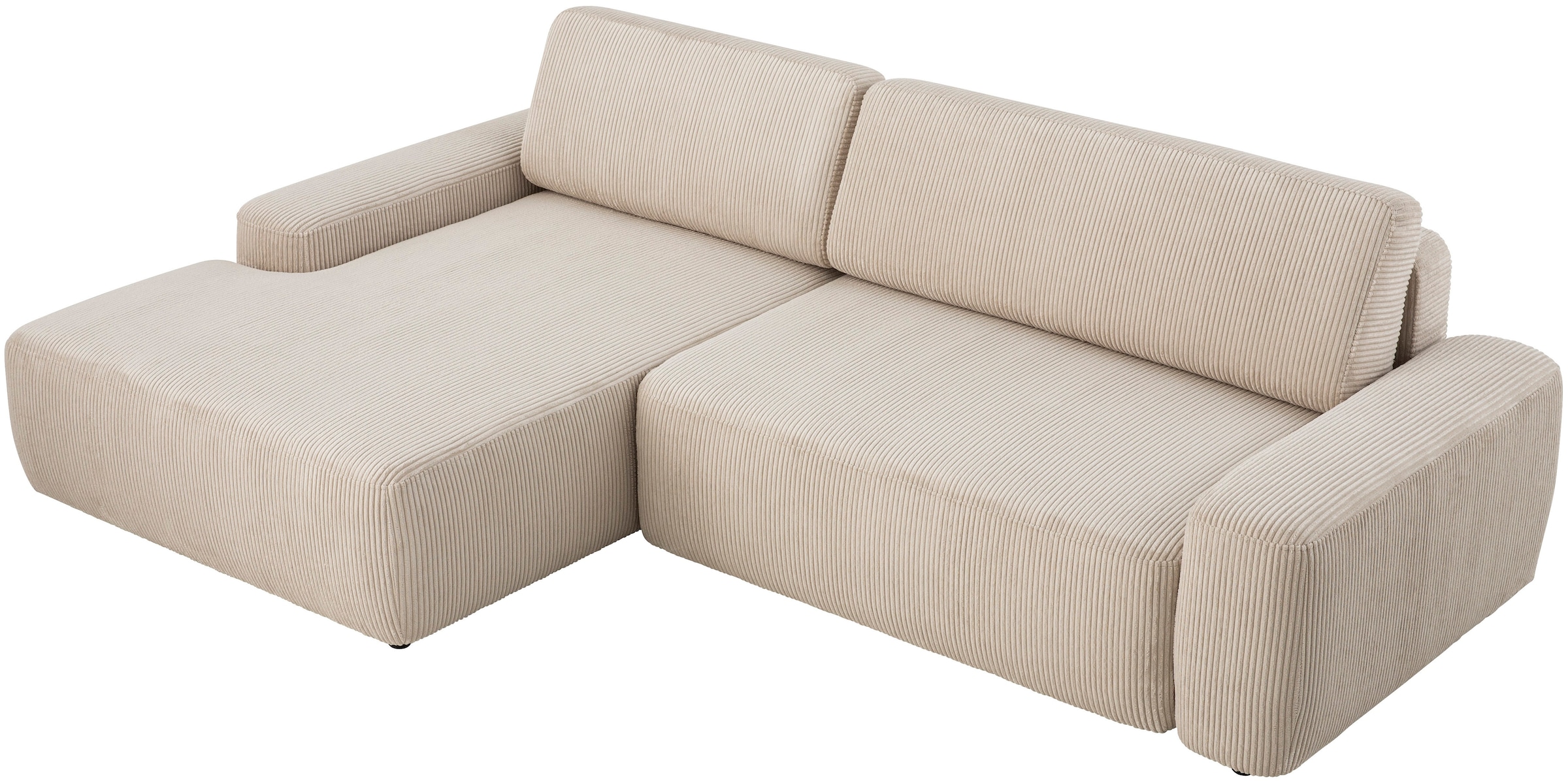 INOSIGN Ecksofa »TORGE (264cm), Schlafsofa in Cord, Samtvelours o Struktur fein, L-Form«, Schlaffunktion, Bettkasten, Liegefläche: 125/210 cm