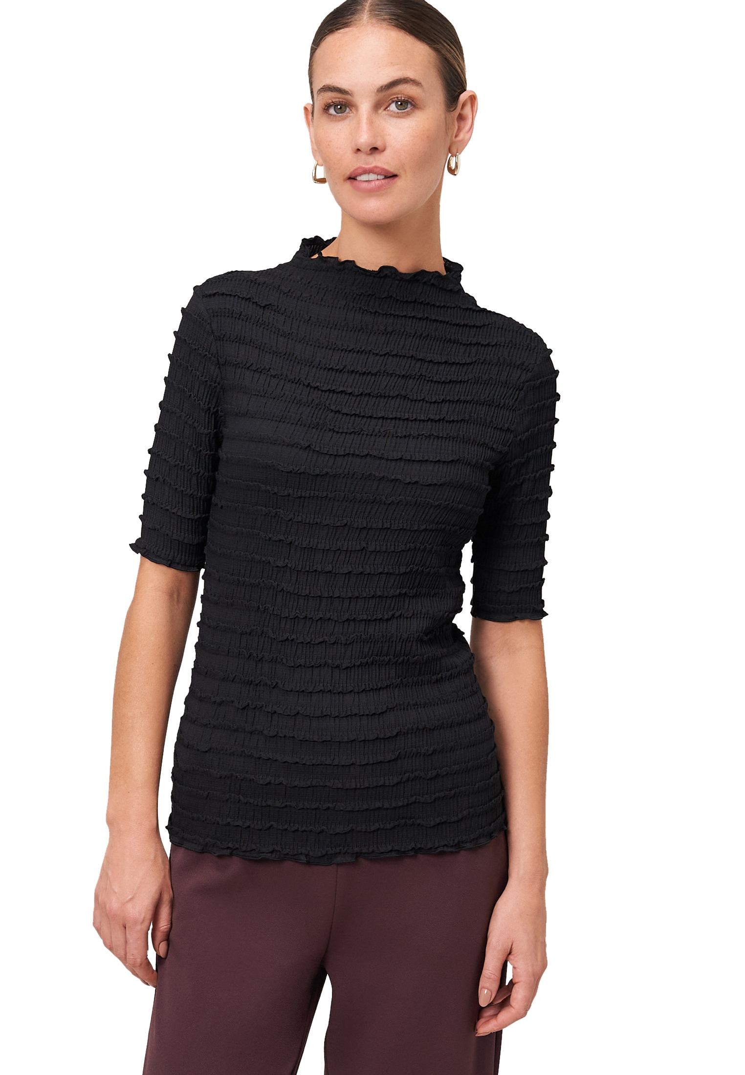 Zero 3/4-Arm-Shirt "zero Damen Shirt mit Rüschen" 1 Stk. tlg. Rüschen günstig online kaufen
