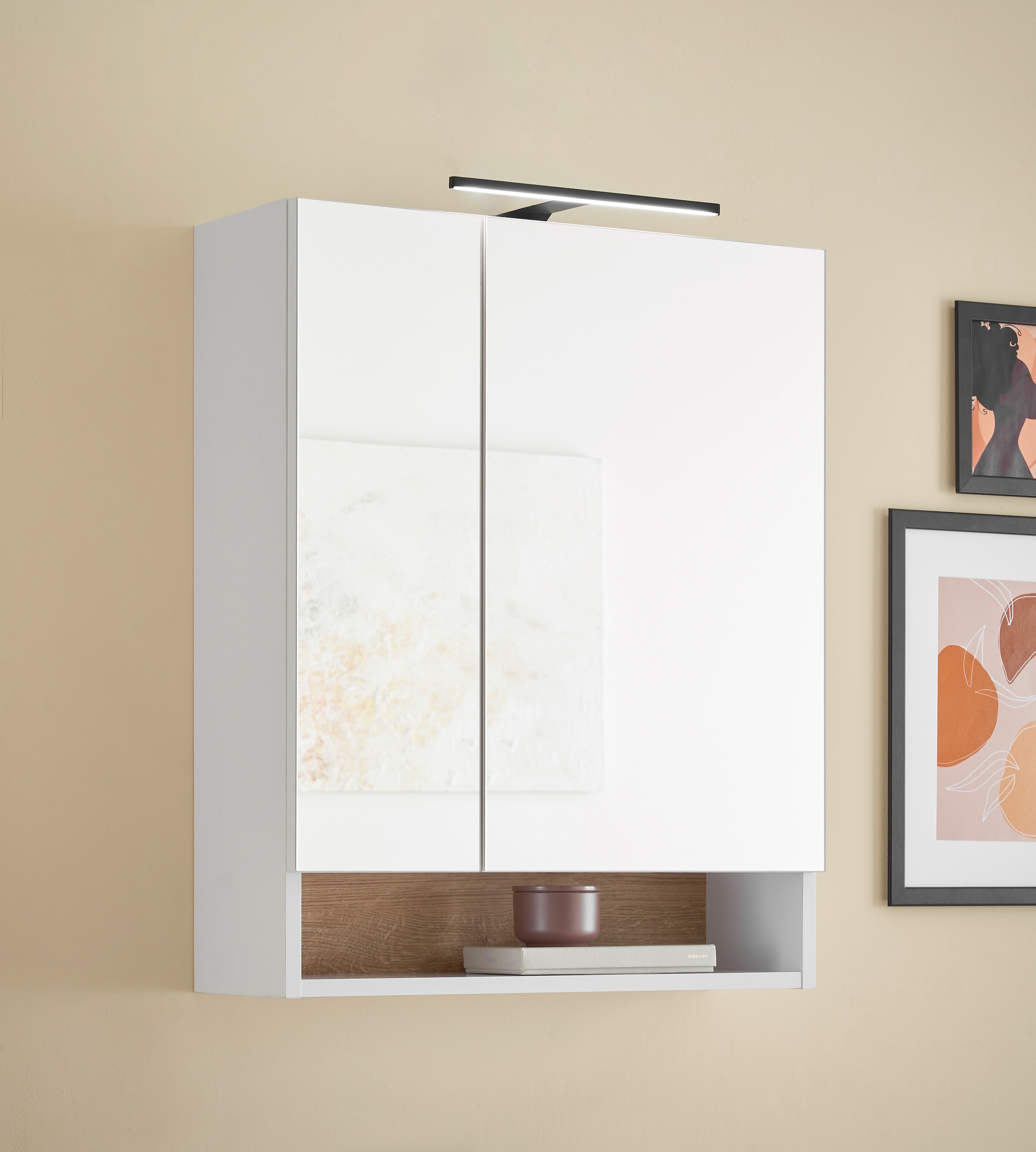 BASIC by Balculina Spiegelschrank »Denver Spiegelschrank, Badezimmerschrank BxHxT 60x75x22« 1 Stk. tlg. Breite 60 cm, Tür L/R montierbar, Softclose