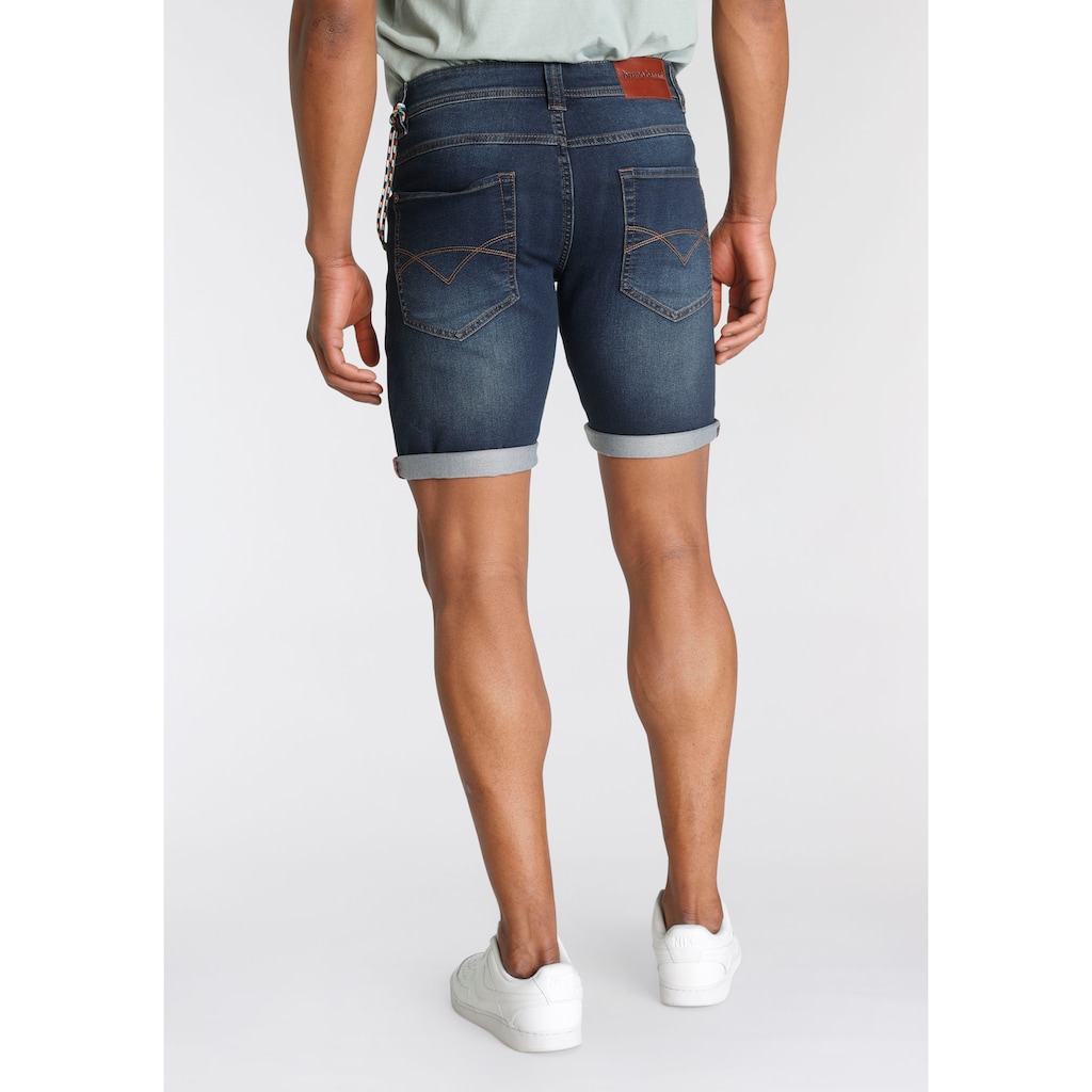 Bruno Banani Jeansshorts, (Set, 2 tlg., mit Band), mit abnehmbarer Hosenkette