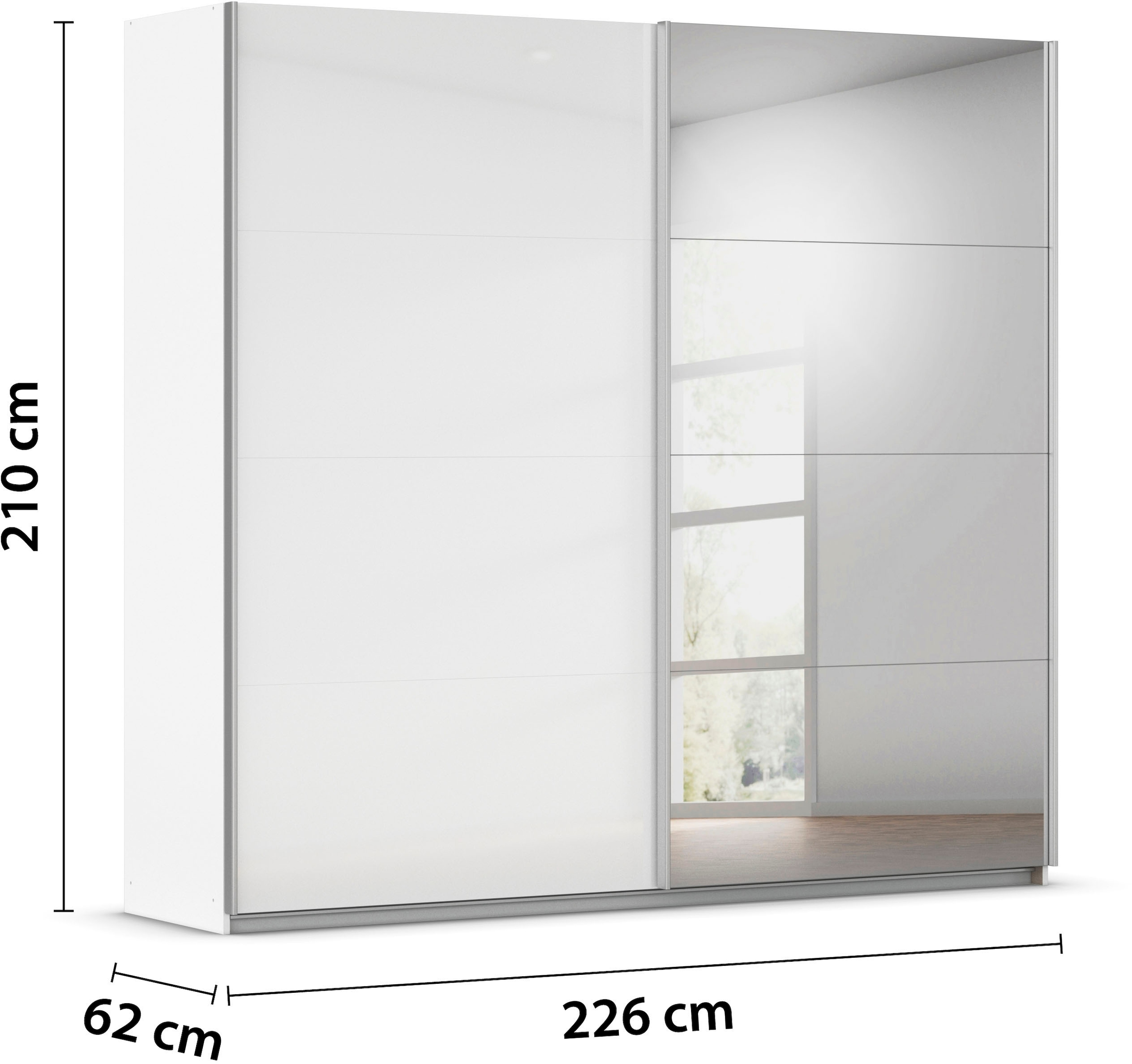 INOSIGN BY RAUCH Schwebetürenschrank »Kleiderschrank Schrank Garderobe Schlafzimmerschrank THANOS«, (in 3 verschiedenen Ausstattungen BASIC/CLASSIC/PREMIUM), Optional mit Spiegel, Metall-Griffleisten alufarben MADE IN GERMANY