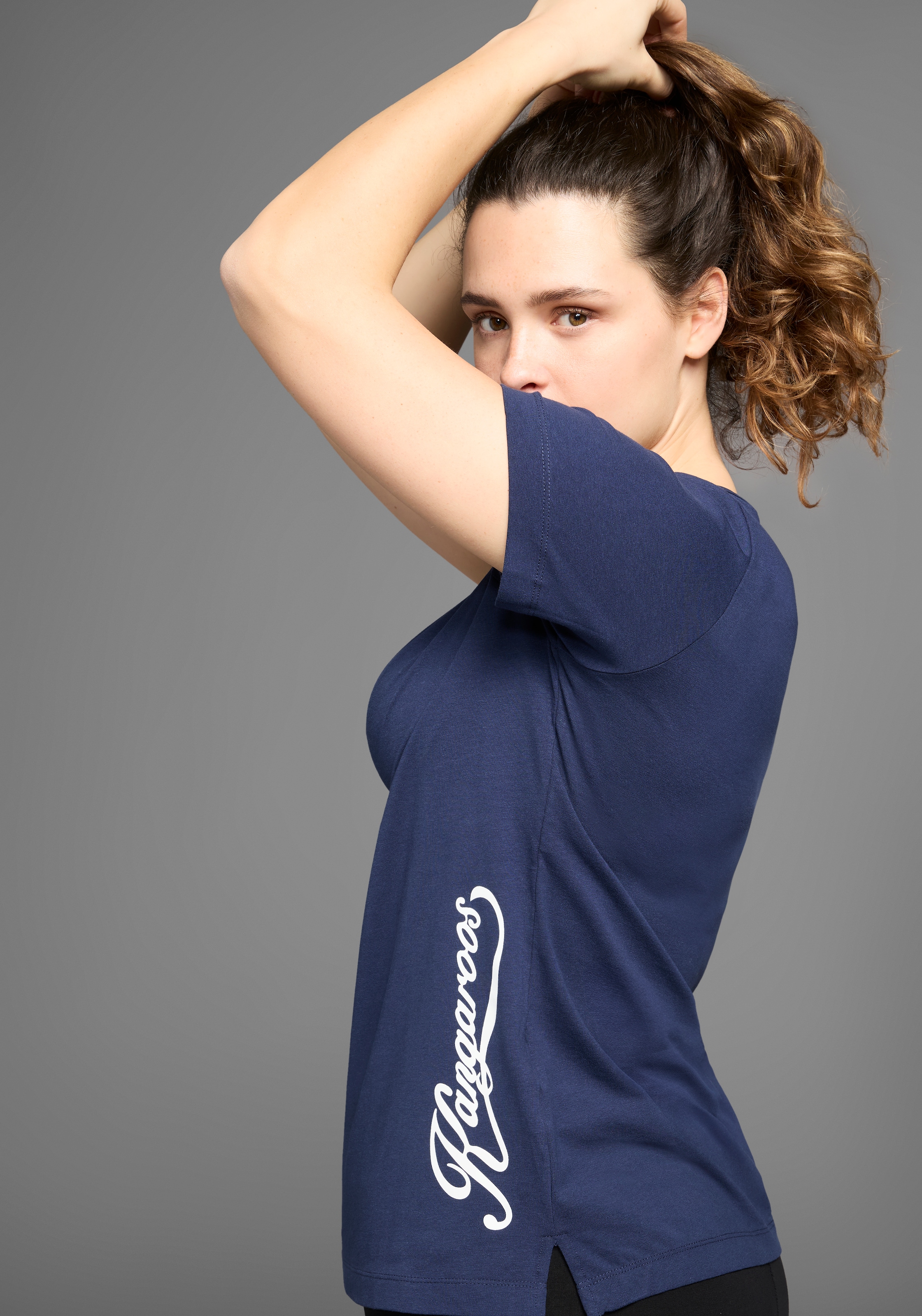 KangaROOS T-Shirt, Kurzarm, figurumspielend, unifarben, Rundhalsausschnitt, casual
