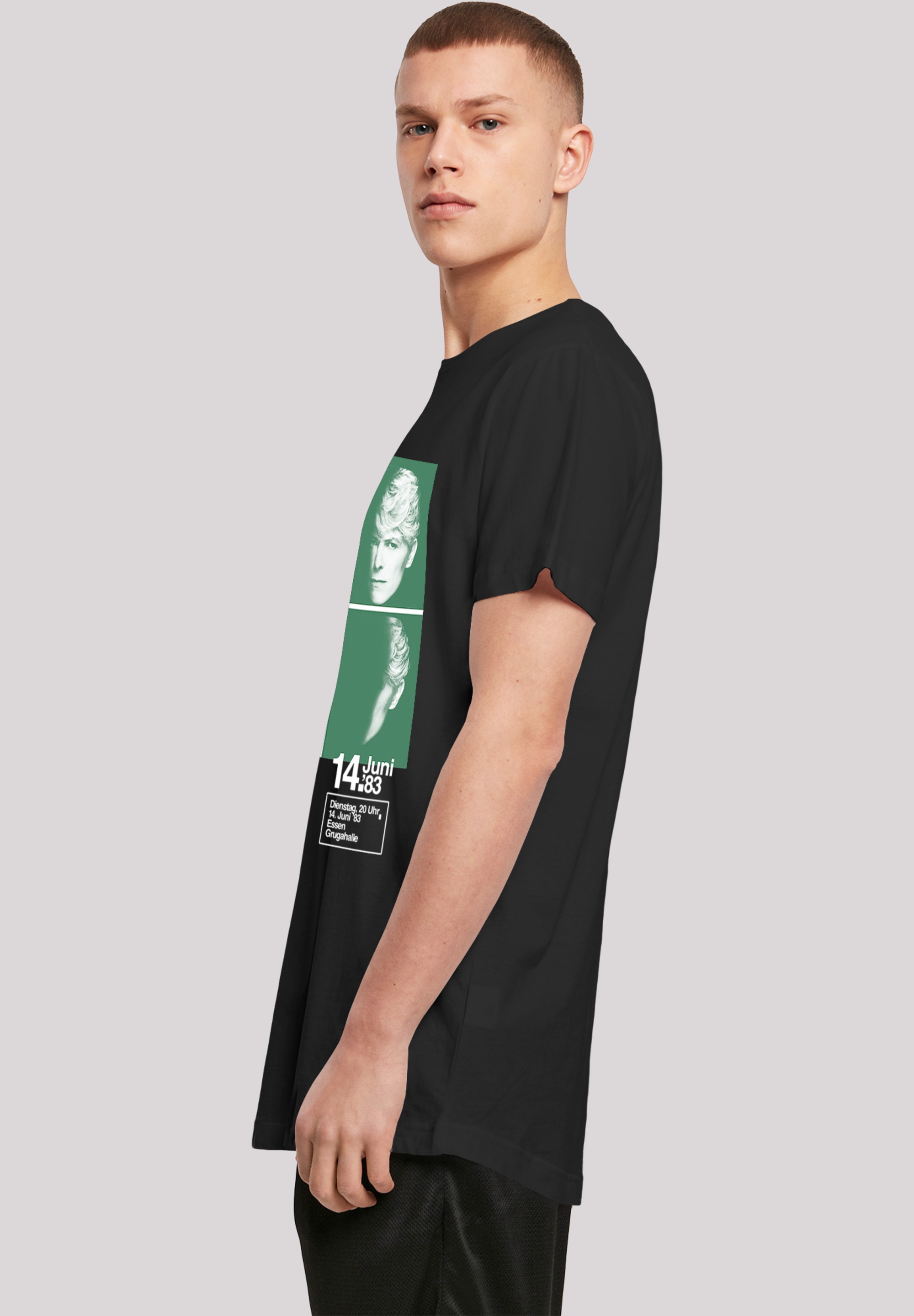 F4NT4STIC T-Shirt »Long Cut T-Shirt 'David Bowie 1983 Concert Poster'«, Herren,Premium Merch,Lang,Longshirt,Bandshirt