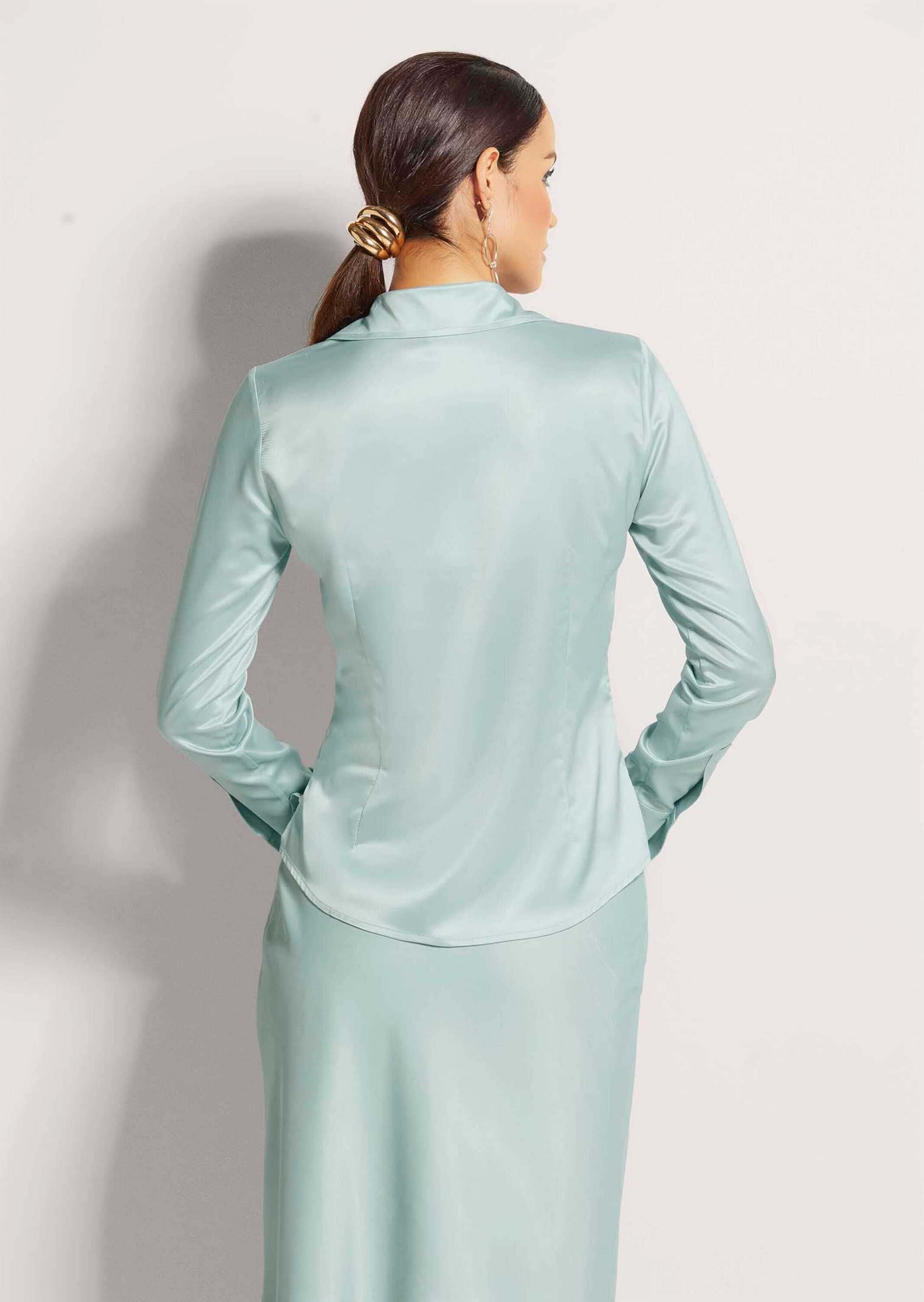 MADELEINE Hemdbluse »Bluse Langarm Satinbluse mit edlem Glanz«