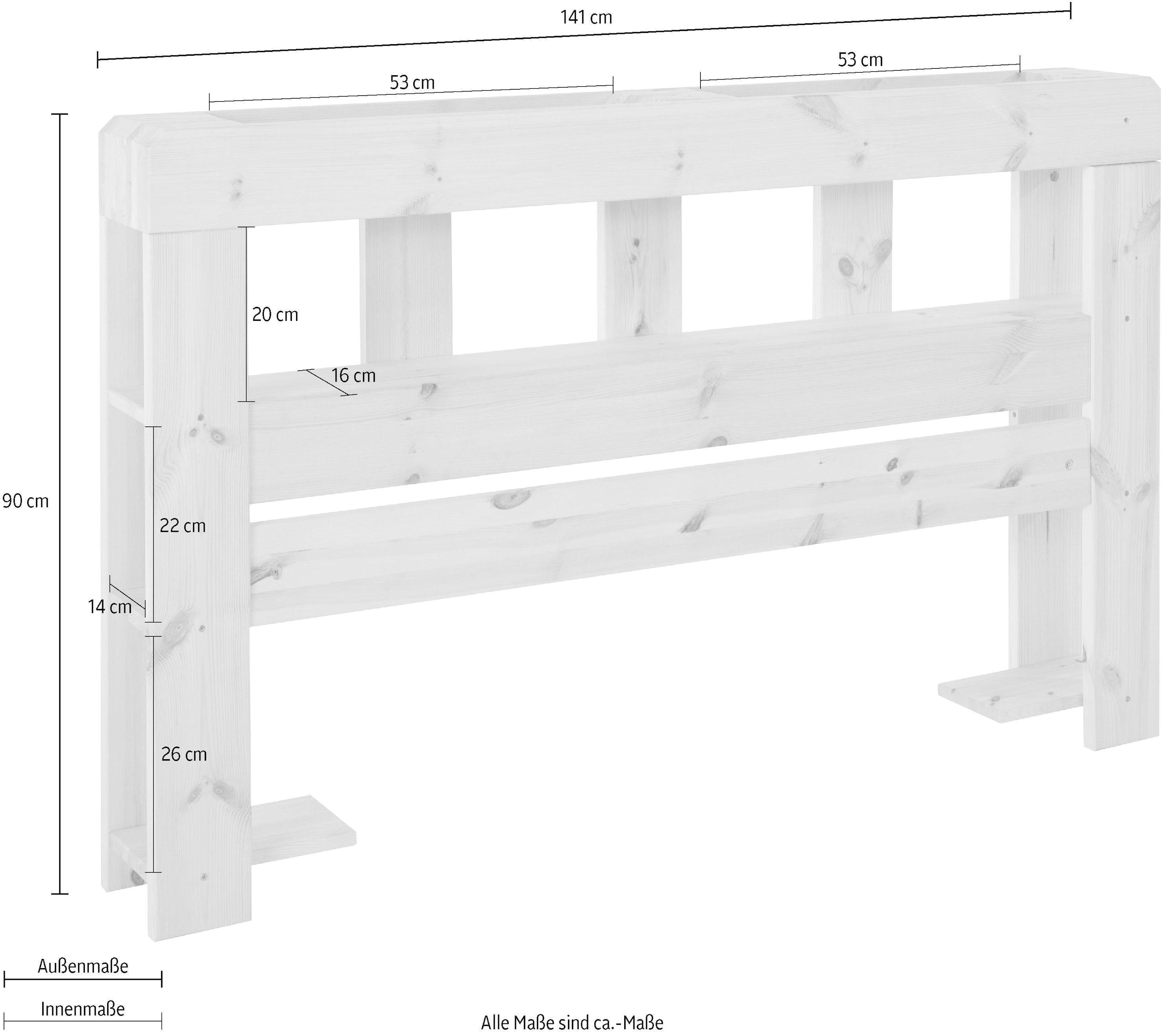 Home affaire Kopfteil »"ALASCO "« für Palettenbett Alasco, aus Massivholz, mit 7 offenen Fächern