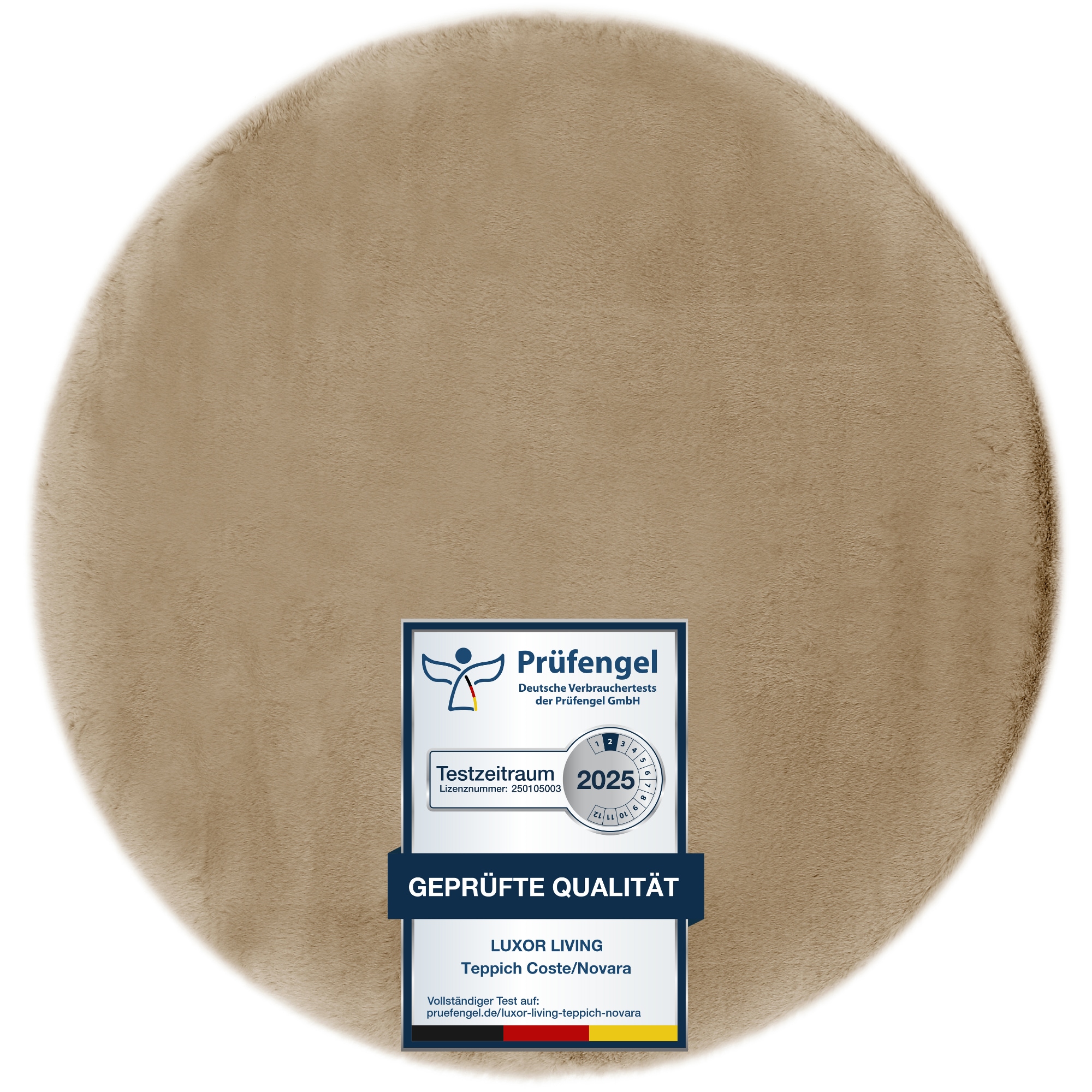 LUXOR living Fellteppich »Novara«, rund, 30 mm Höhe, Kunstfell, Kaninchenfell-Haptik, besonders weicher Hochflor