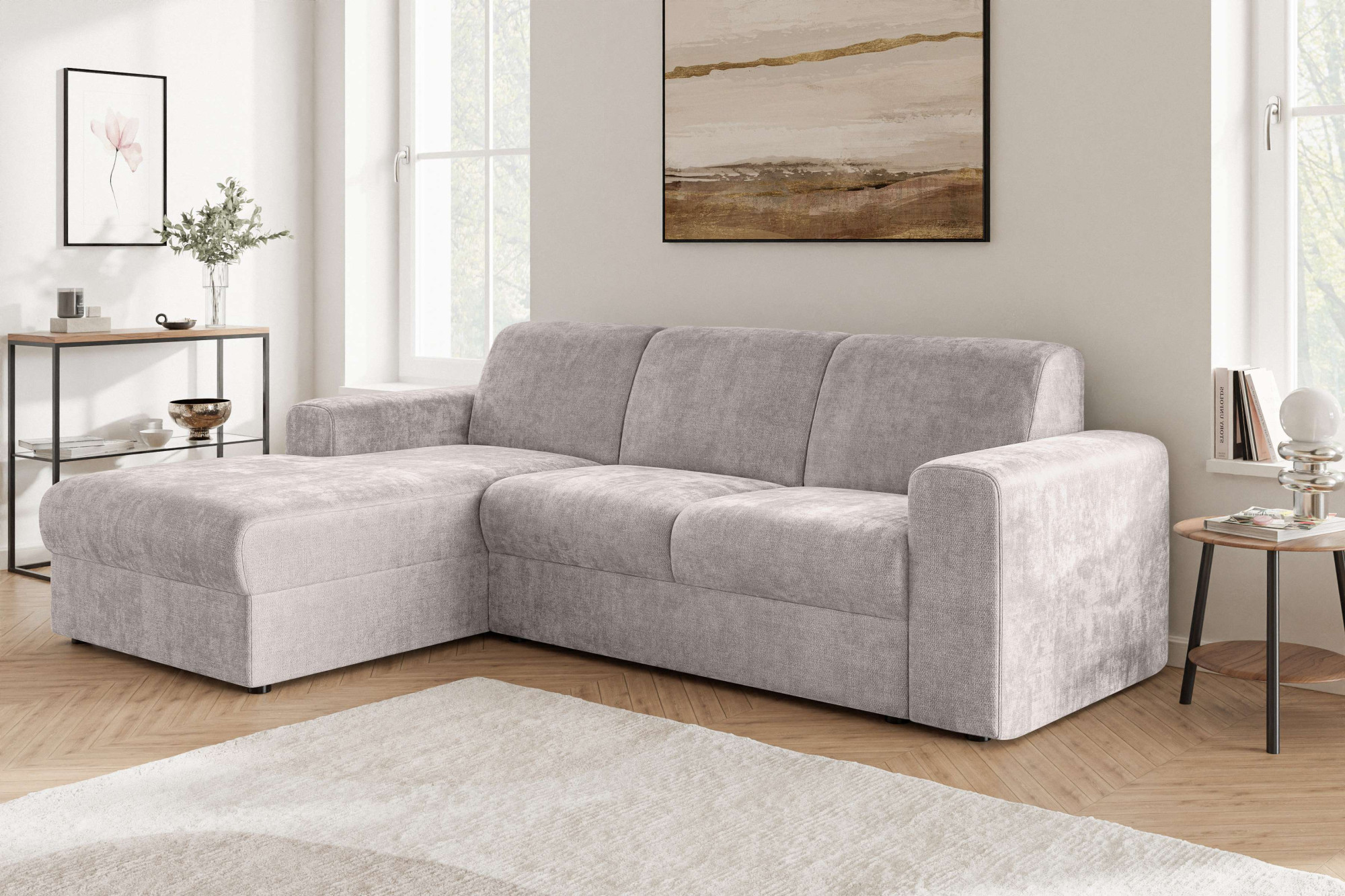 OTTO home Ecksofa "BORNHOLM 2.0 L-Form, Breite 220 cm, Verlässliche Qualität, Chenille" Recamiere links/rechts bestellbar, Bezug - Chenille oder Struktur