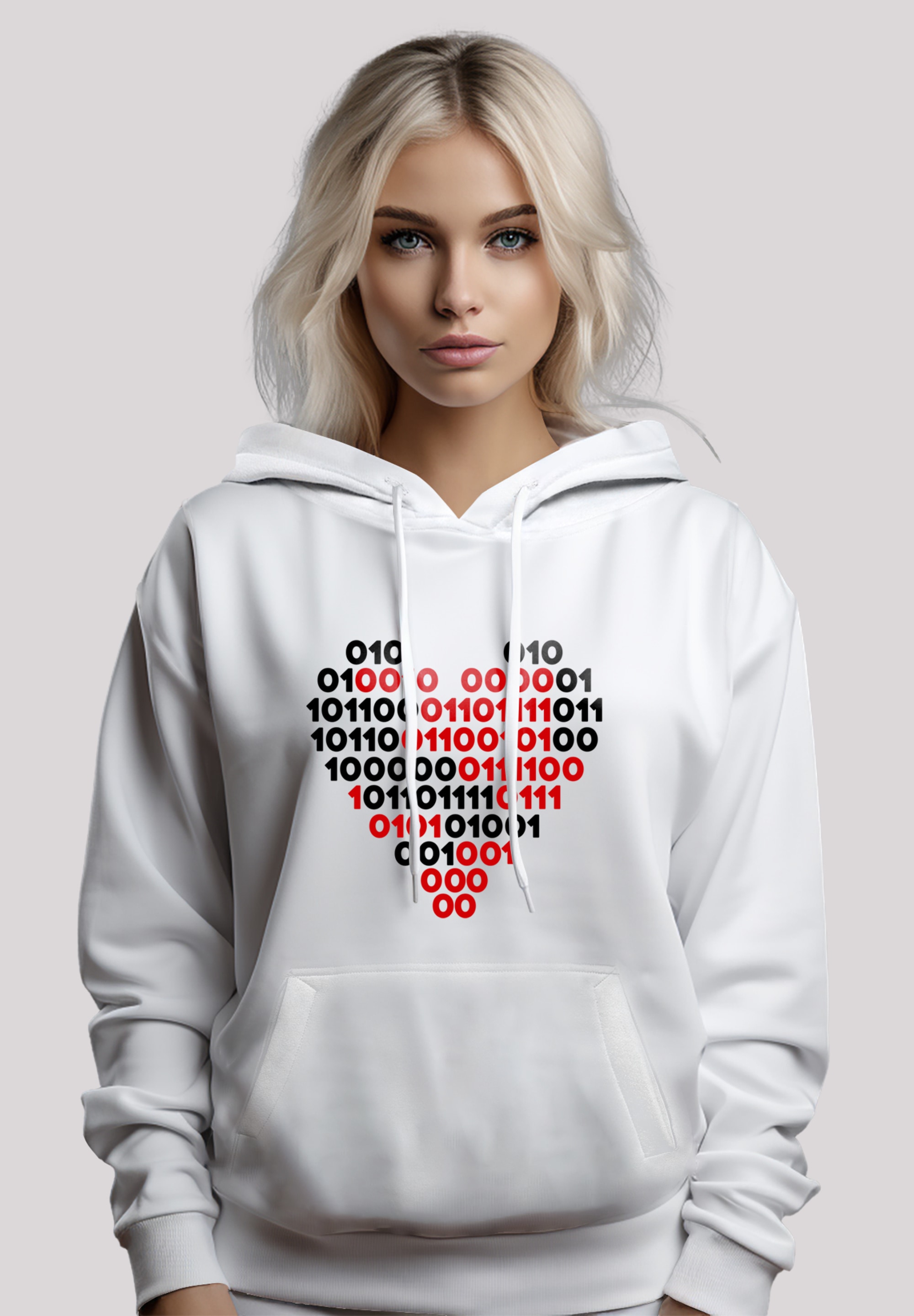 F4NT4STIC Megztinis su gobtuvu »I love you 01001...
