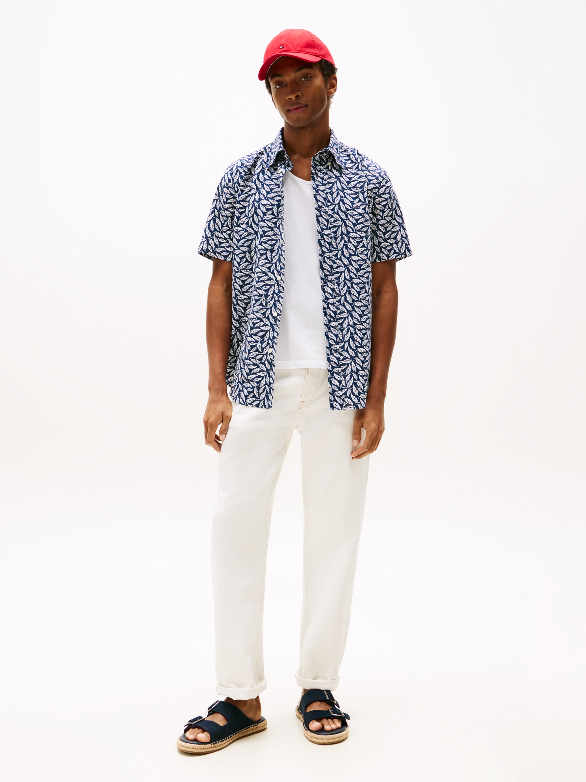 Tommy Hilfiger Kurzarmhemd »LINEN BLEND PRINT S/S RF SHIRT«, modischer Print, mit Leinenanteil