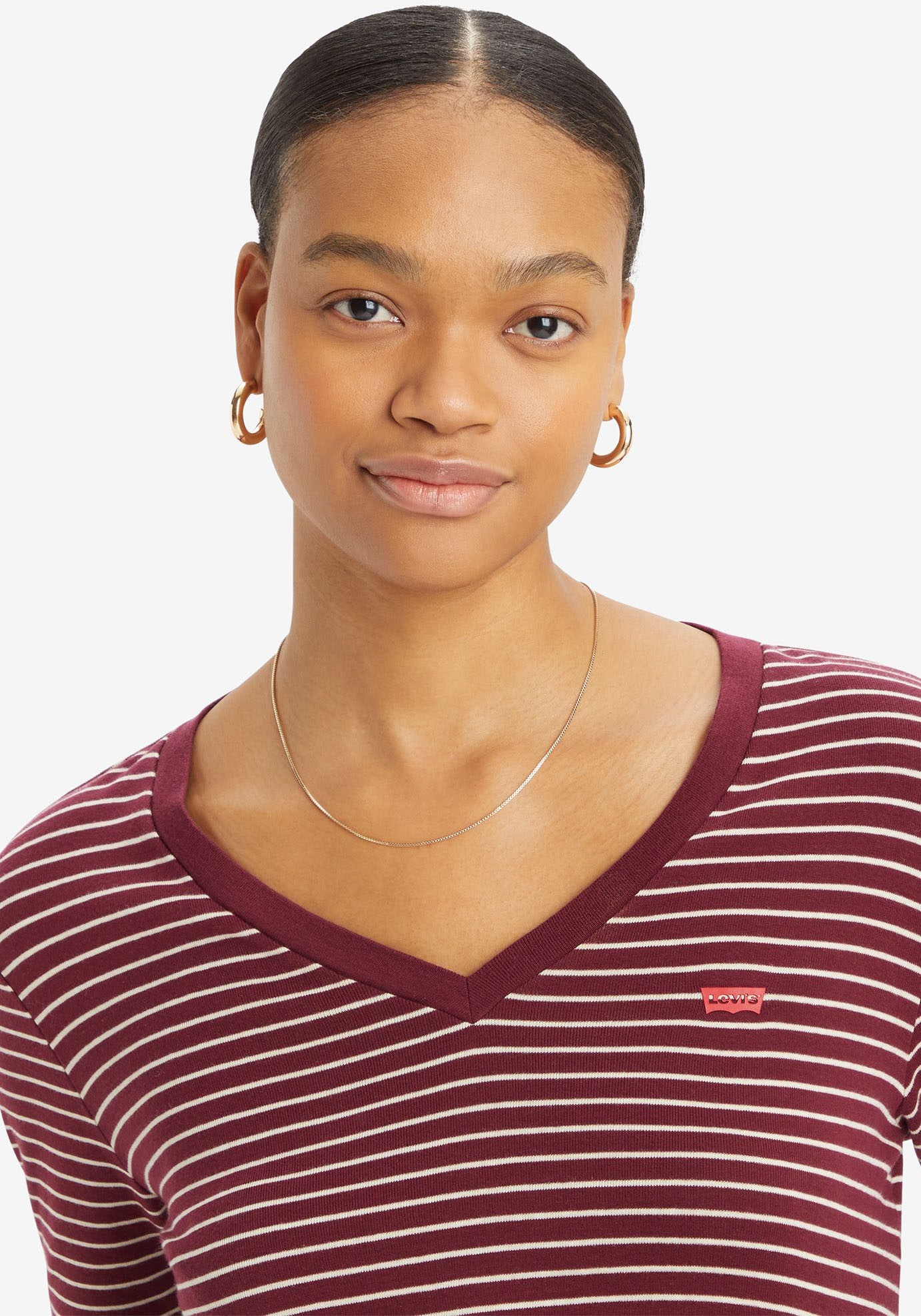 Levi's® Langarmshirt »ESSENTIAL HM LS VNECK«, mit Streifenmuster