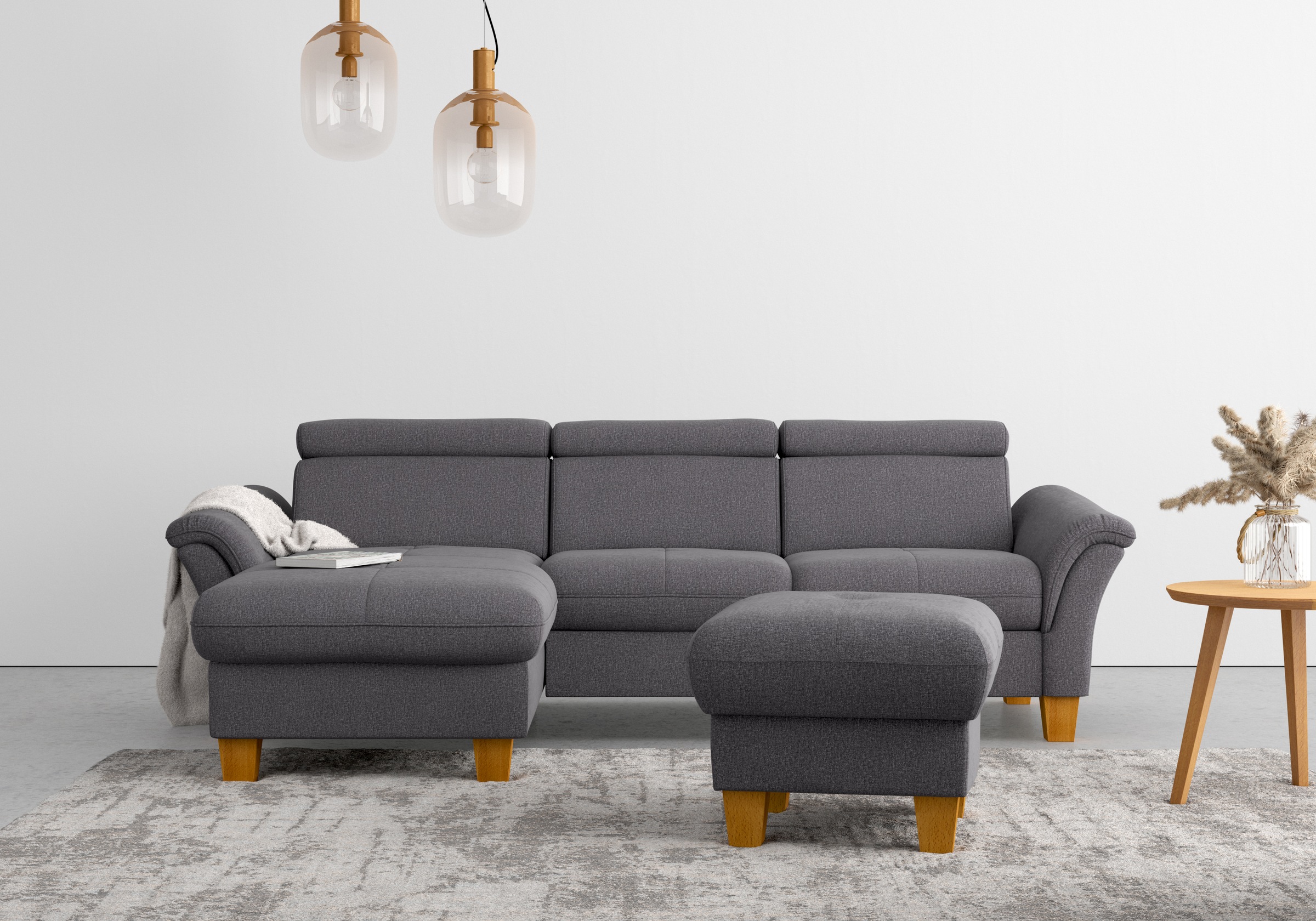 OTTO home Ecksofa "Lindgren L-Form" wahlweise mit Bett mit klappbaren Rollen, Kasten und Kopfverstellung