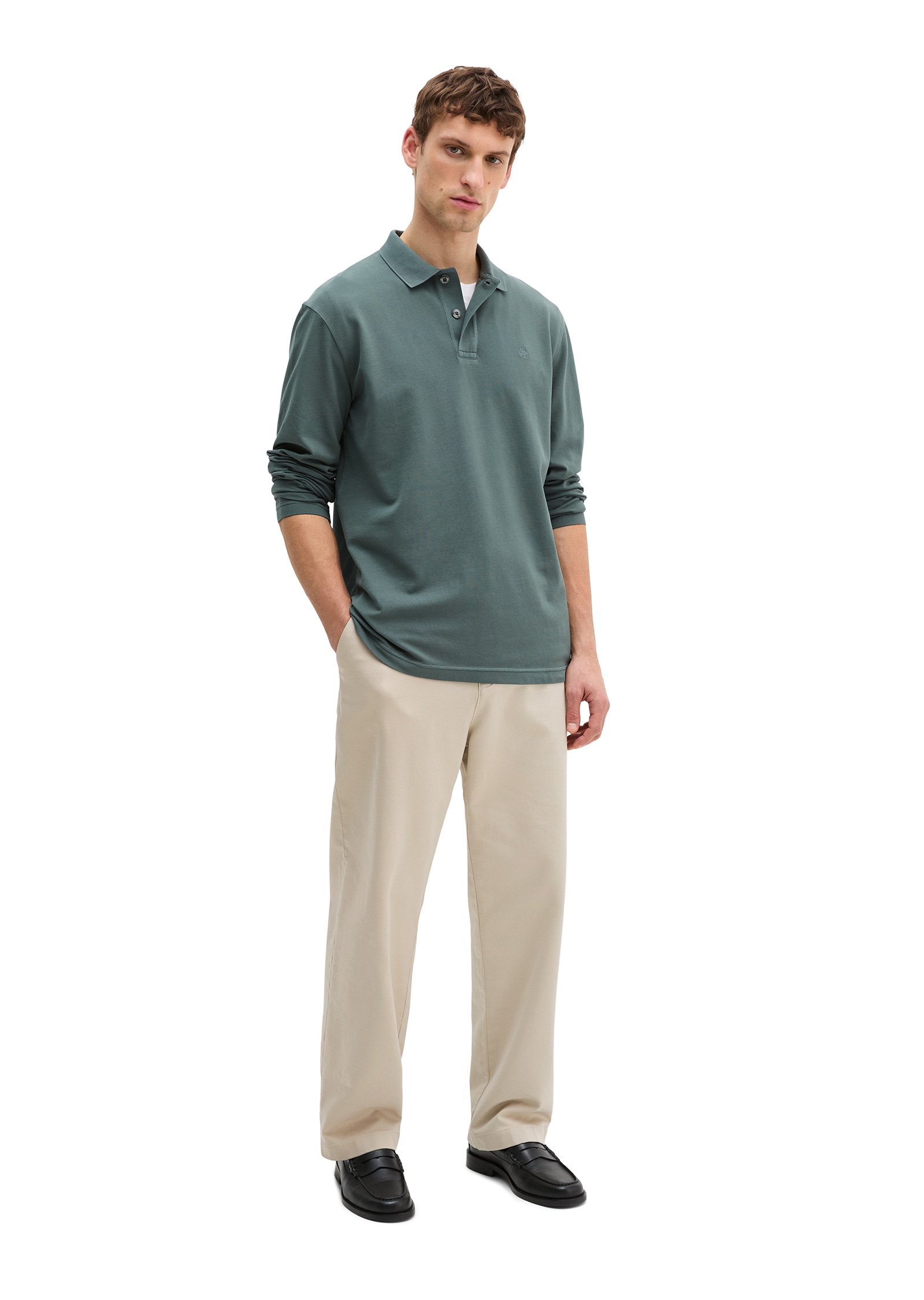 Marc O'Polo Langarm-Poloshirt »aus Bio-Baumwolle mit Elasthan«