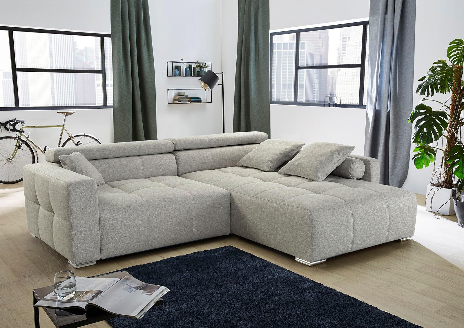 Jockenhöfer Gruppe Ecksofa "Salerno L-Form, B: 280 cm" im Big-Sofa-Style, mit Kopfteilverstellung & Zierkissen
