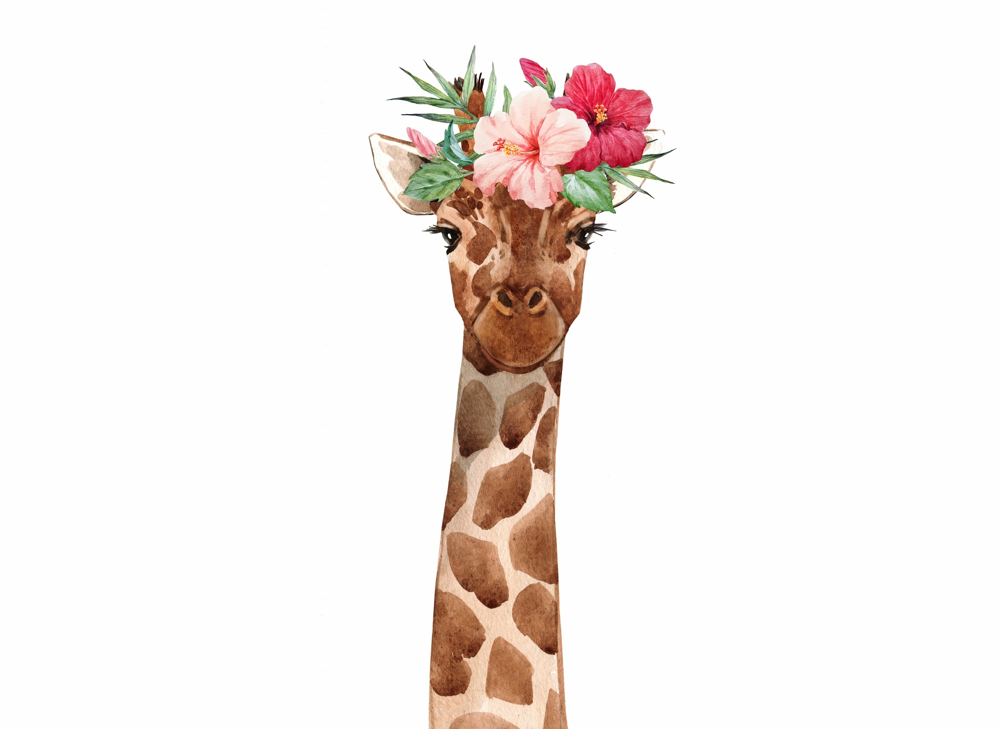 A.S. Création Vliestapete »Giraffen-Tapete mit Blumenkranz Aquarell Tiermotiv« matt strukturiert
