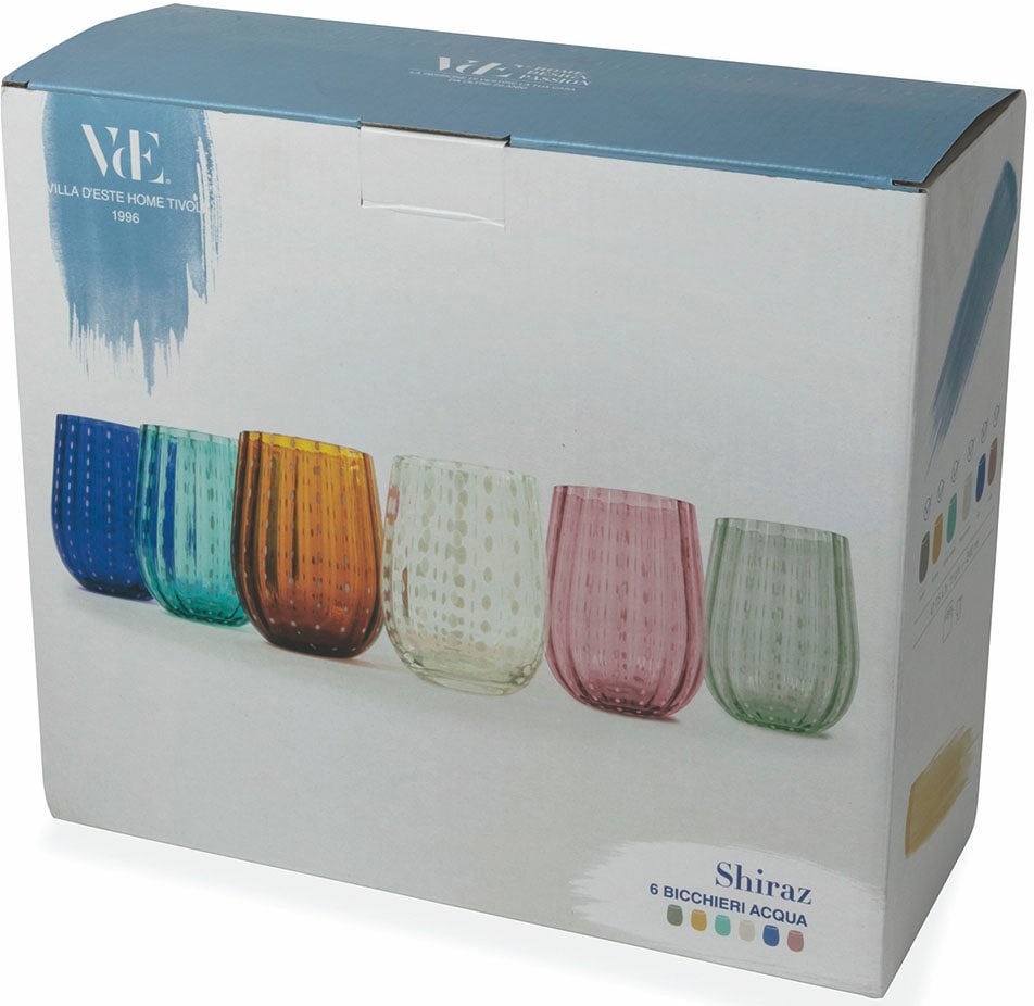 Villa d'Este Gläser-Set »Shiraz«, (Set, 6 tlg.), Wassergläser-Set, 6-teilig, Inhalt 240 ml