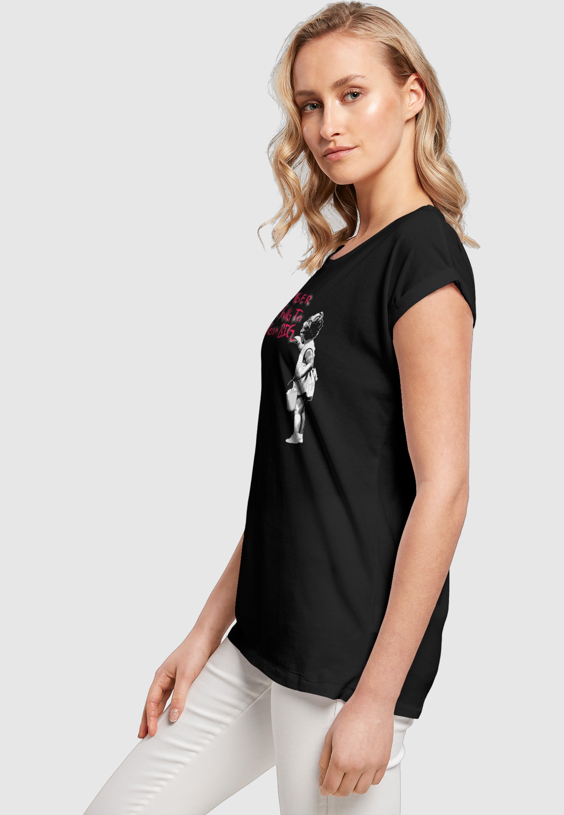 MERCHCODE Damen Ladies Dream Big T-Shirt Black Size S 3