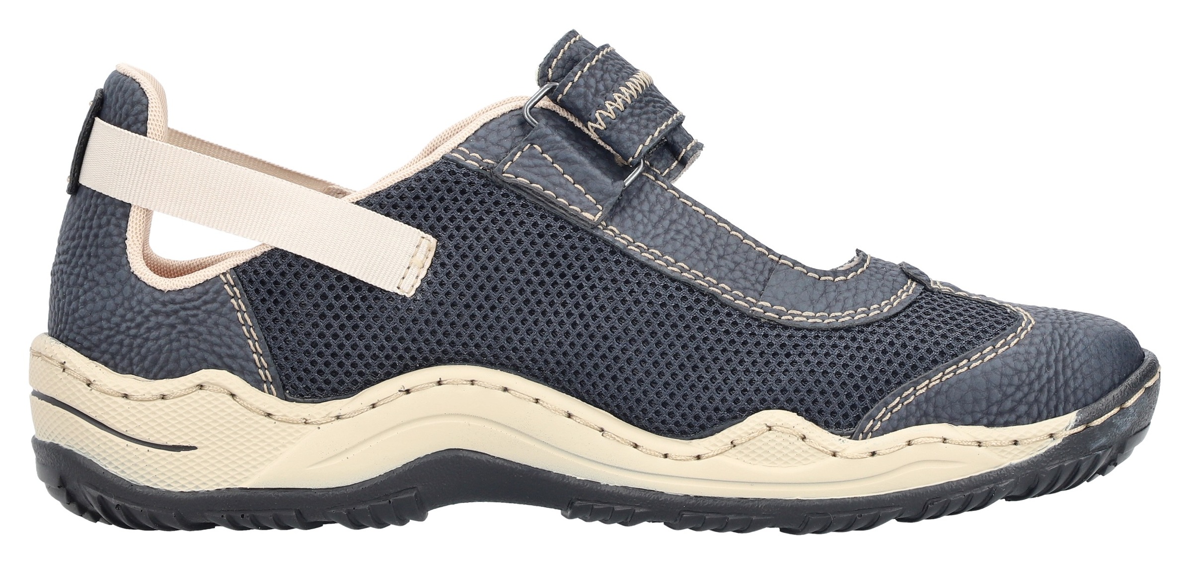 Rieker Klettschuh, Schlupfschuh, Slip on Sneaker mit farblich abgesetzten Ziernähten