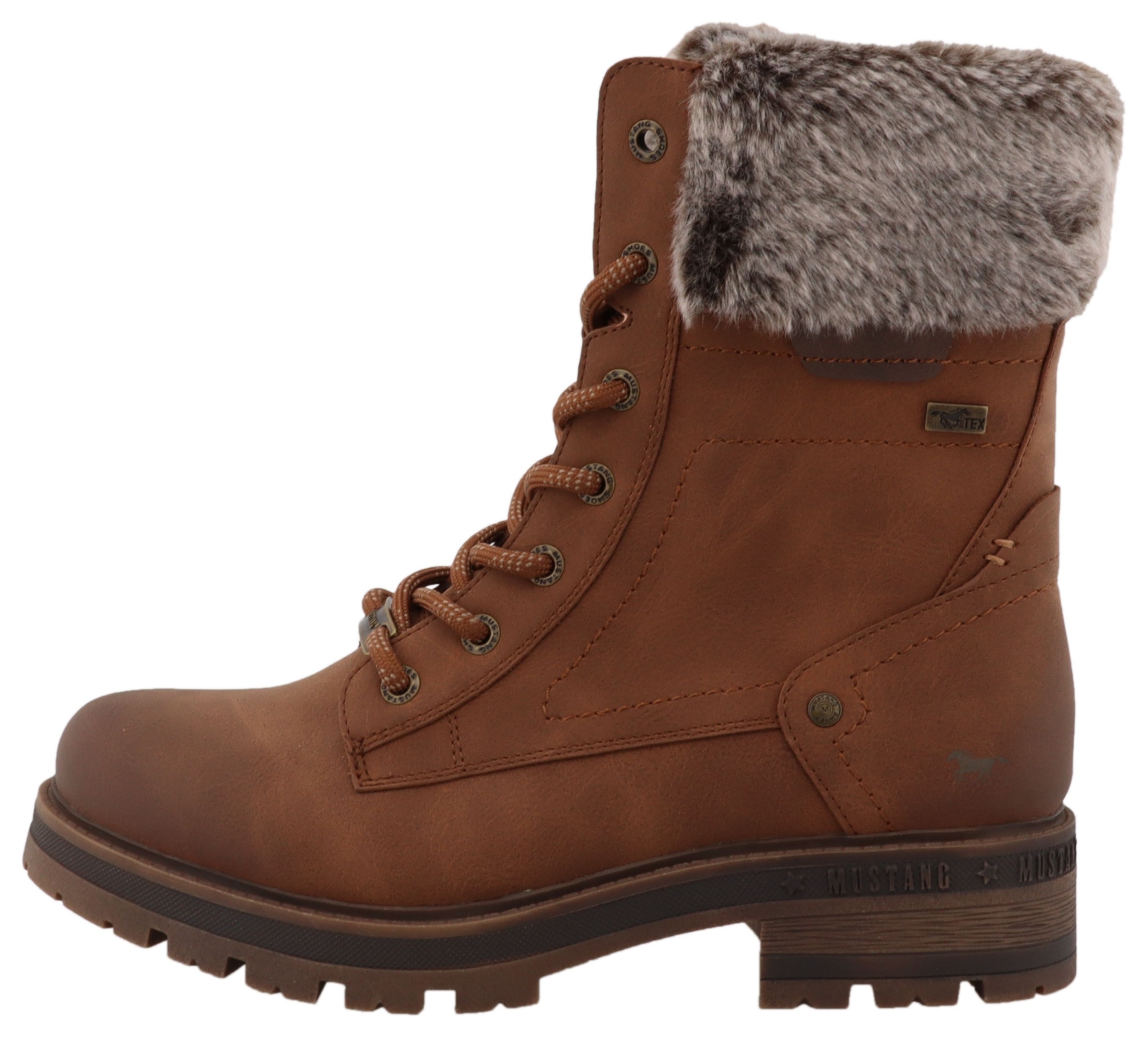 Mustang Shoes Winterstiefelette »Darleen«, Winterboots mit Fellimitatkragen